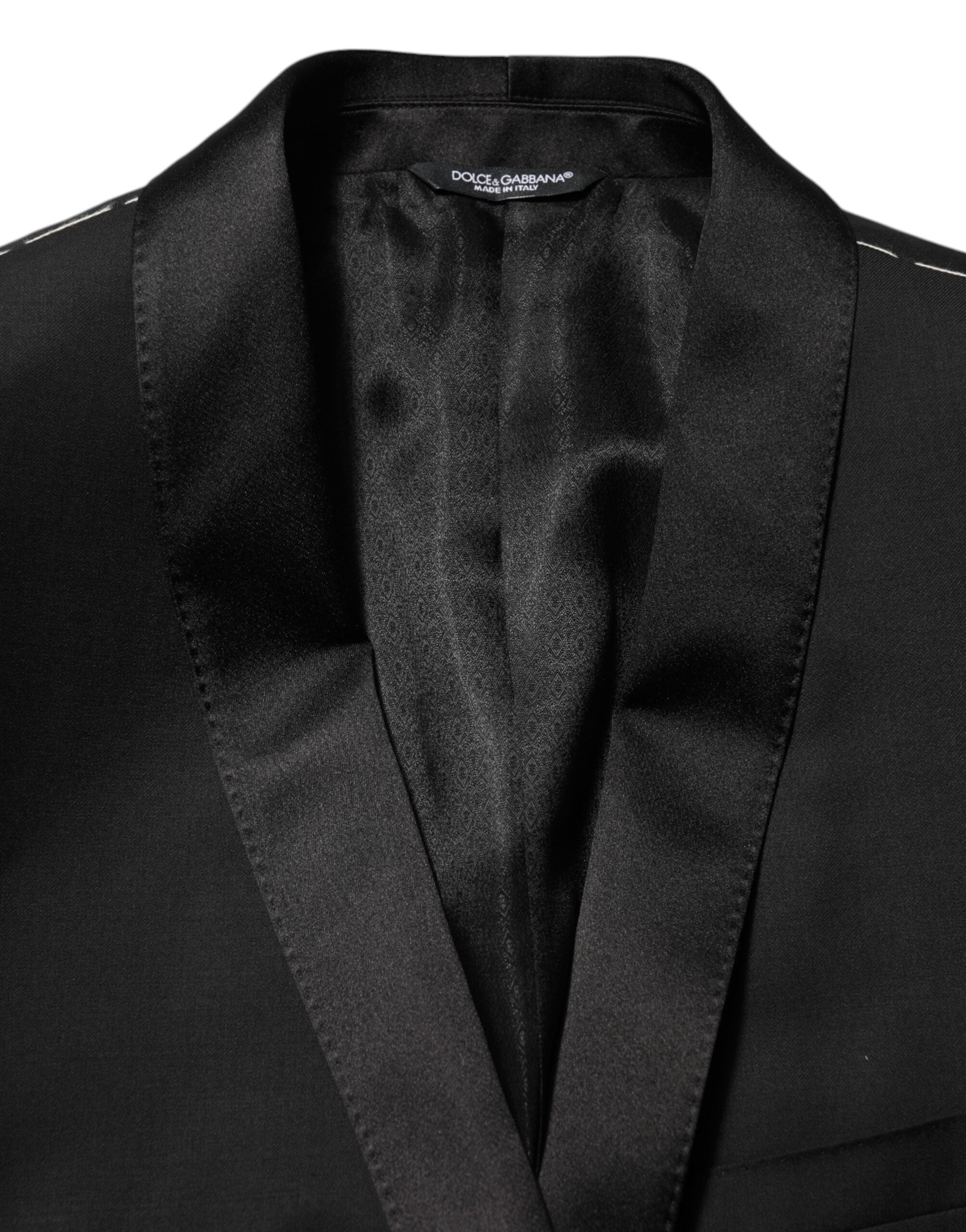 Dolce & Gabbana Black Wool GOLD 1 Button Men's Suit Blazer-6
