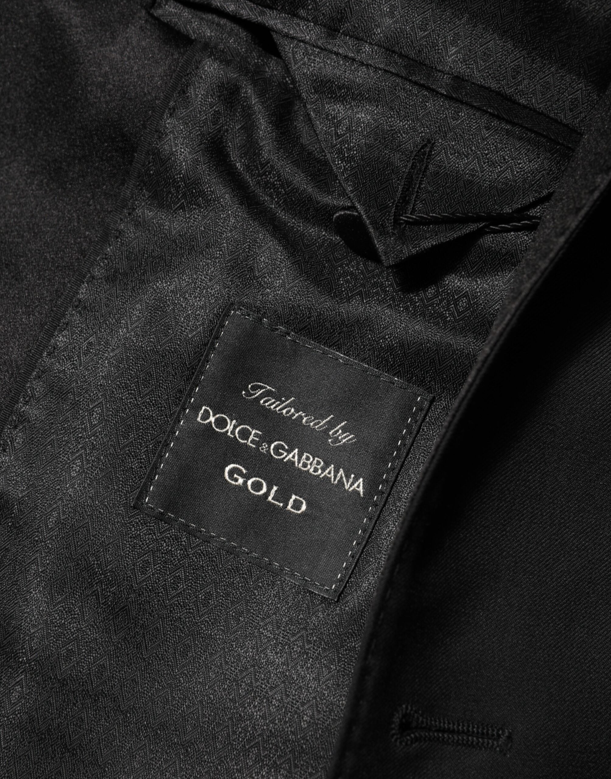 Dolce & Gabbana Black Wool GOLD 1 Button Men's Suit Blazer-7