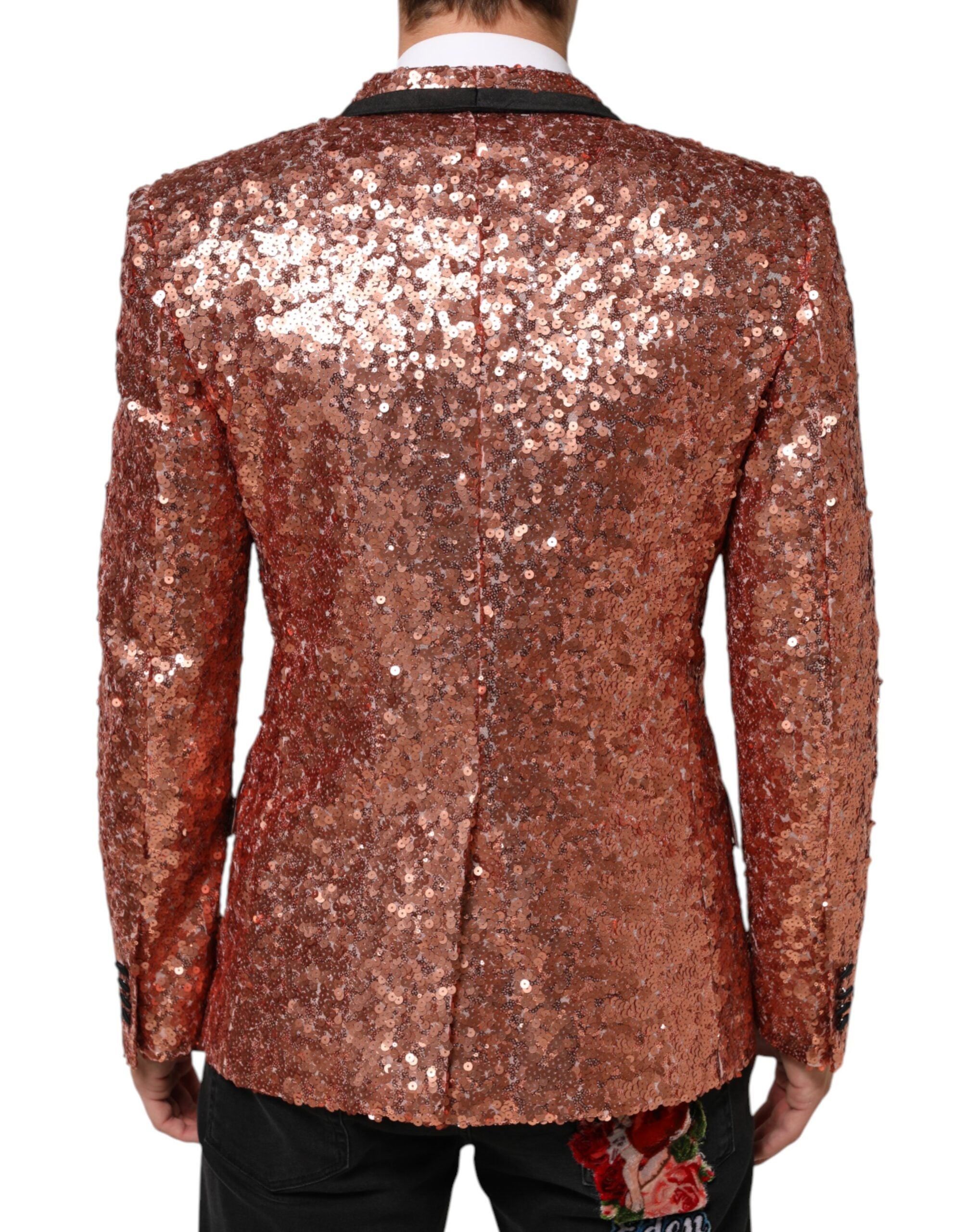 Dolce & Gabbana Rosa Pailletten SICILIA 1 Knopf Herren Anzug Blazer-4