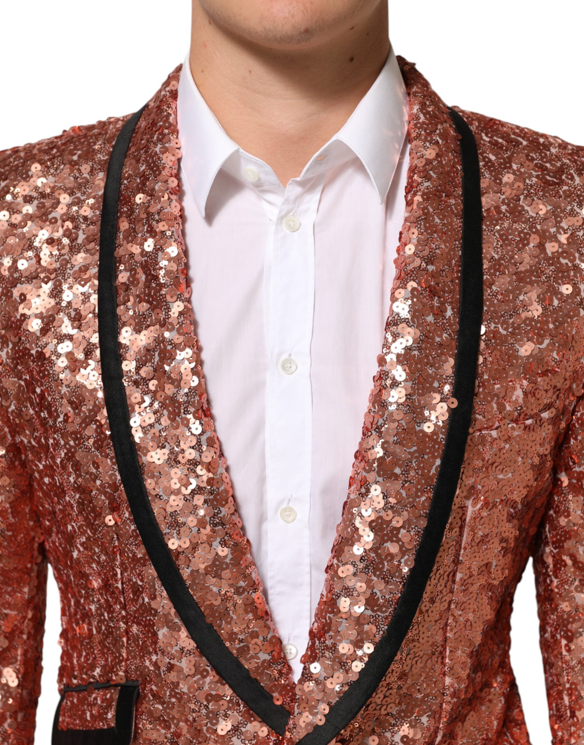 Dolce & Gabbana Rosa Pailletten SICILIA 1 Knopf Herren Anzug Blazer-5