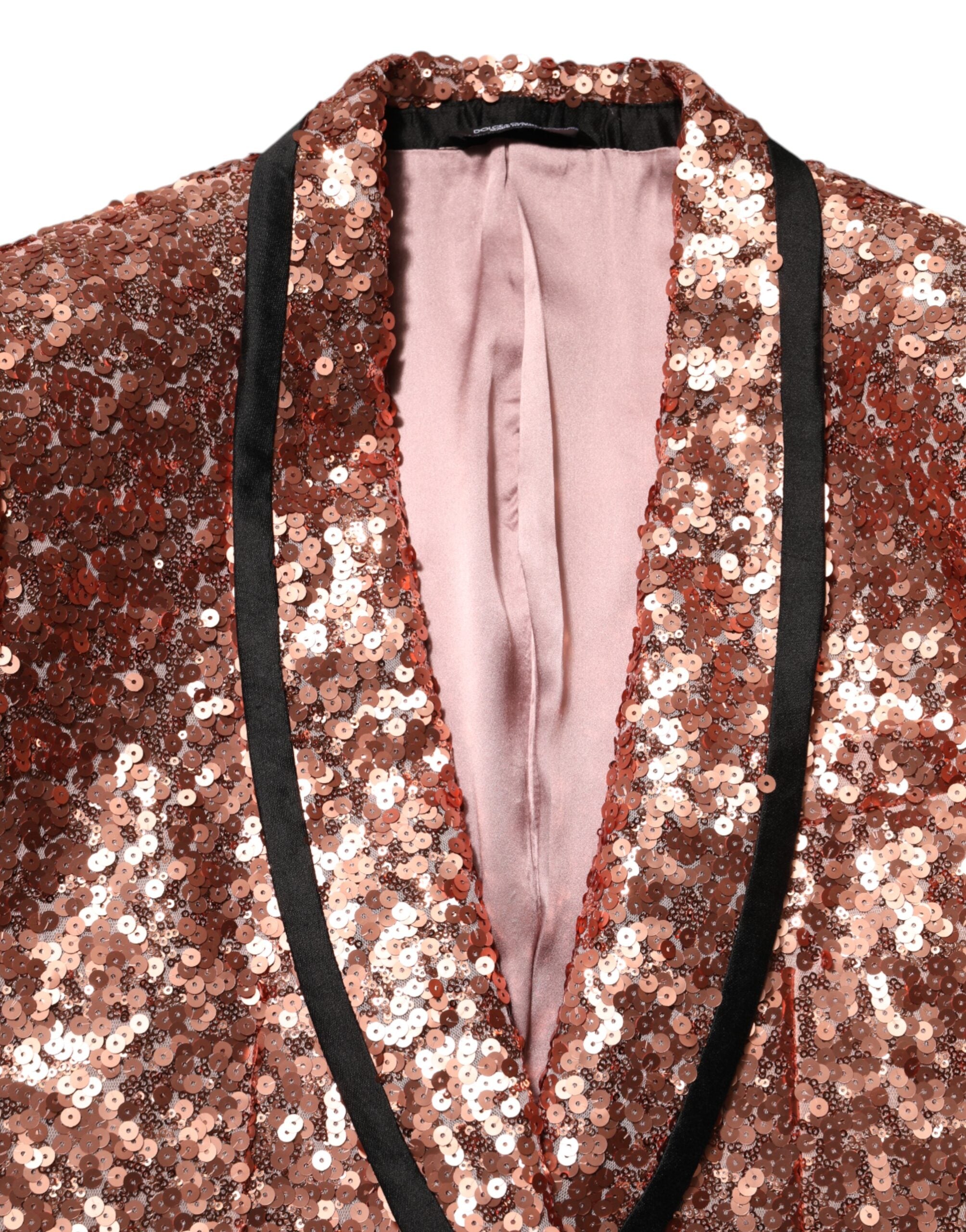 Dolce & Gabbana Rosa Pailletten SICILIA 1 Knopf Herren Anzug Blazer-7