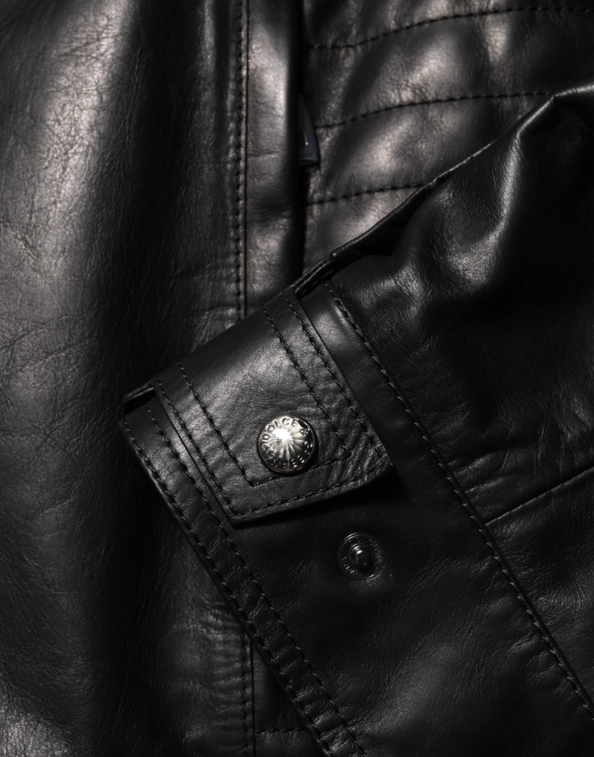 Dolce & Gabbana Black Leather Biker Blouson Jacket with Full Zip-8