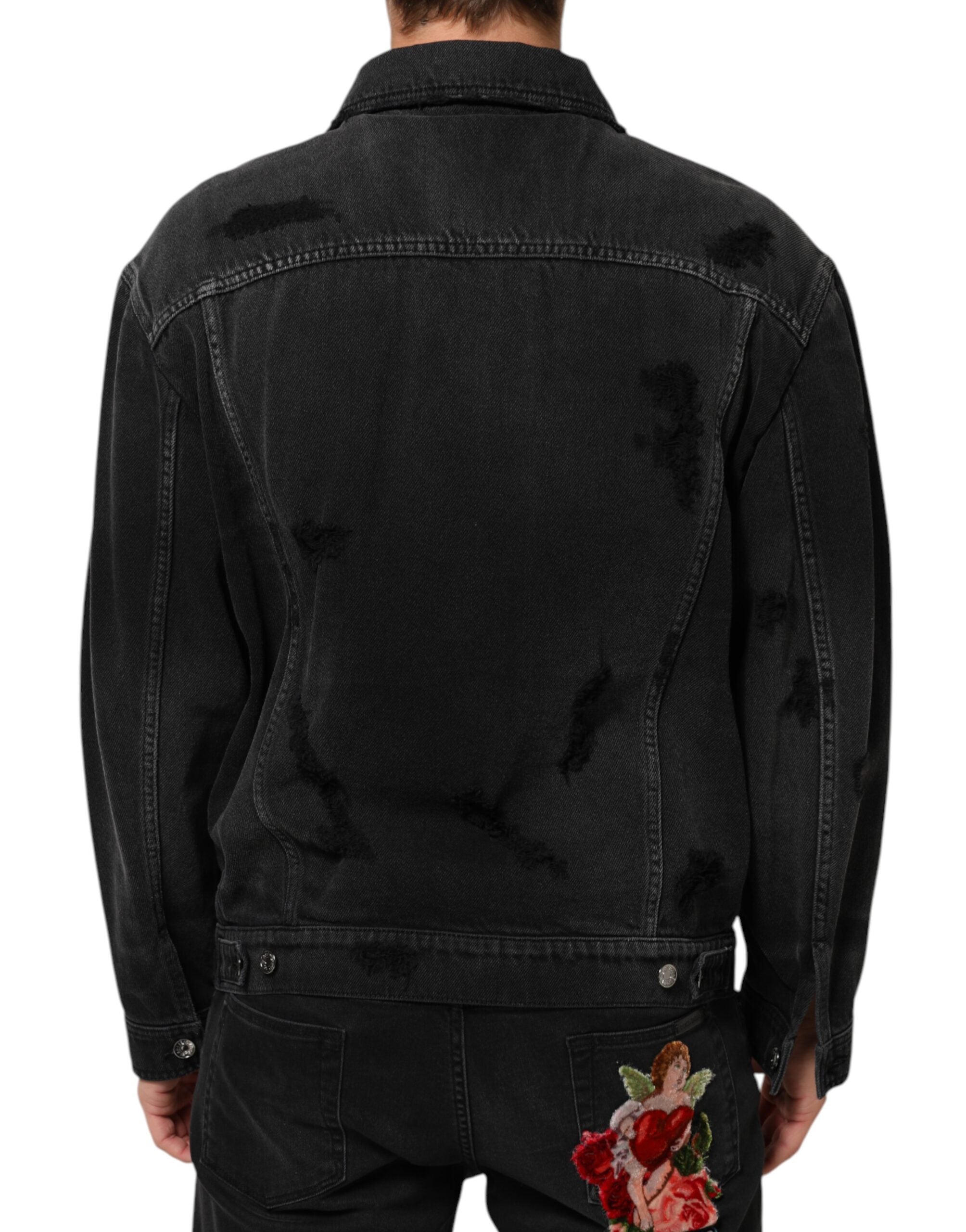 Dolce & Gabbana black blouson jacket in cotton stretch denim-4