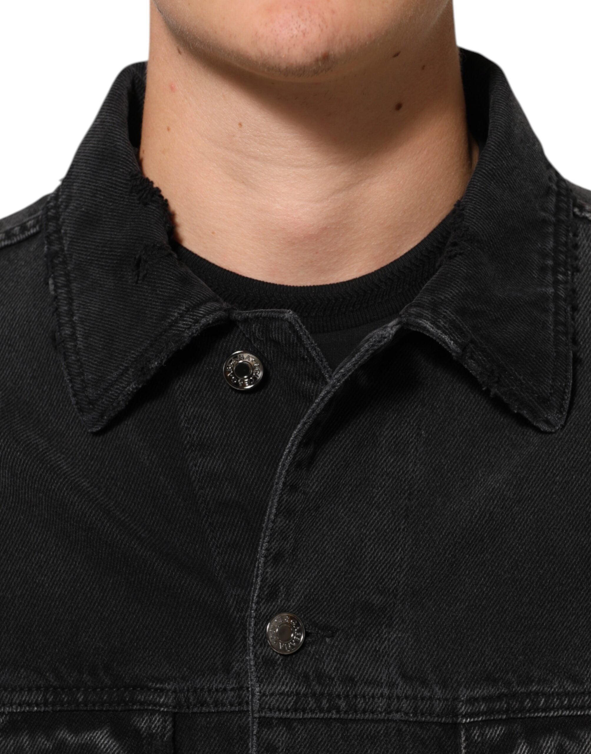 Dolce & Gabbana black blouson jacket in cotton stretch denim-5