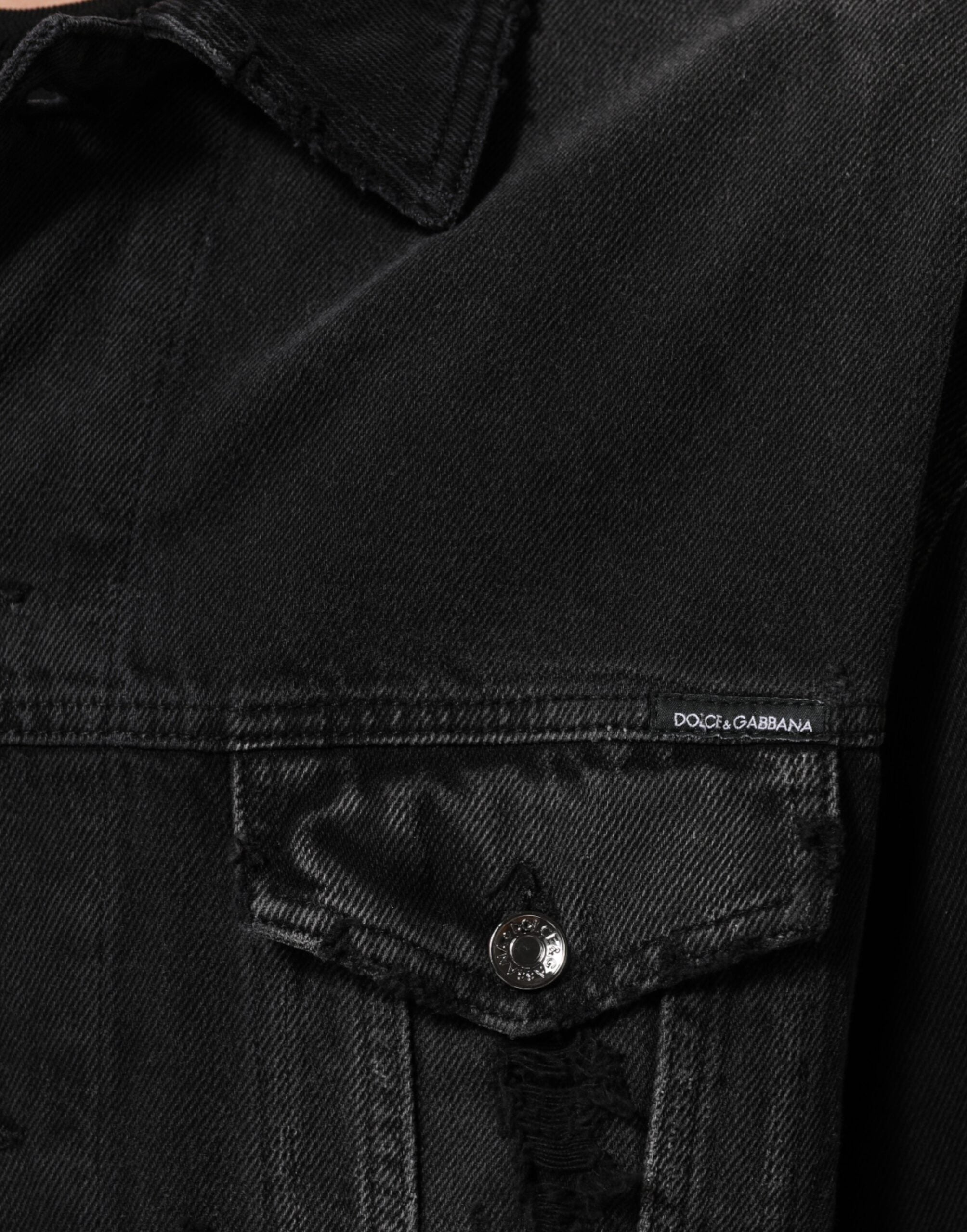 Dolce & Gabbana black blouson jacket in cotton stretch denim-6