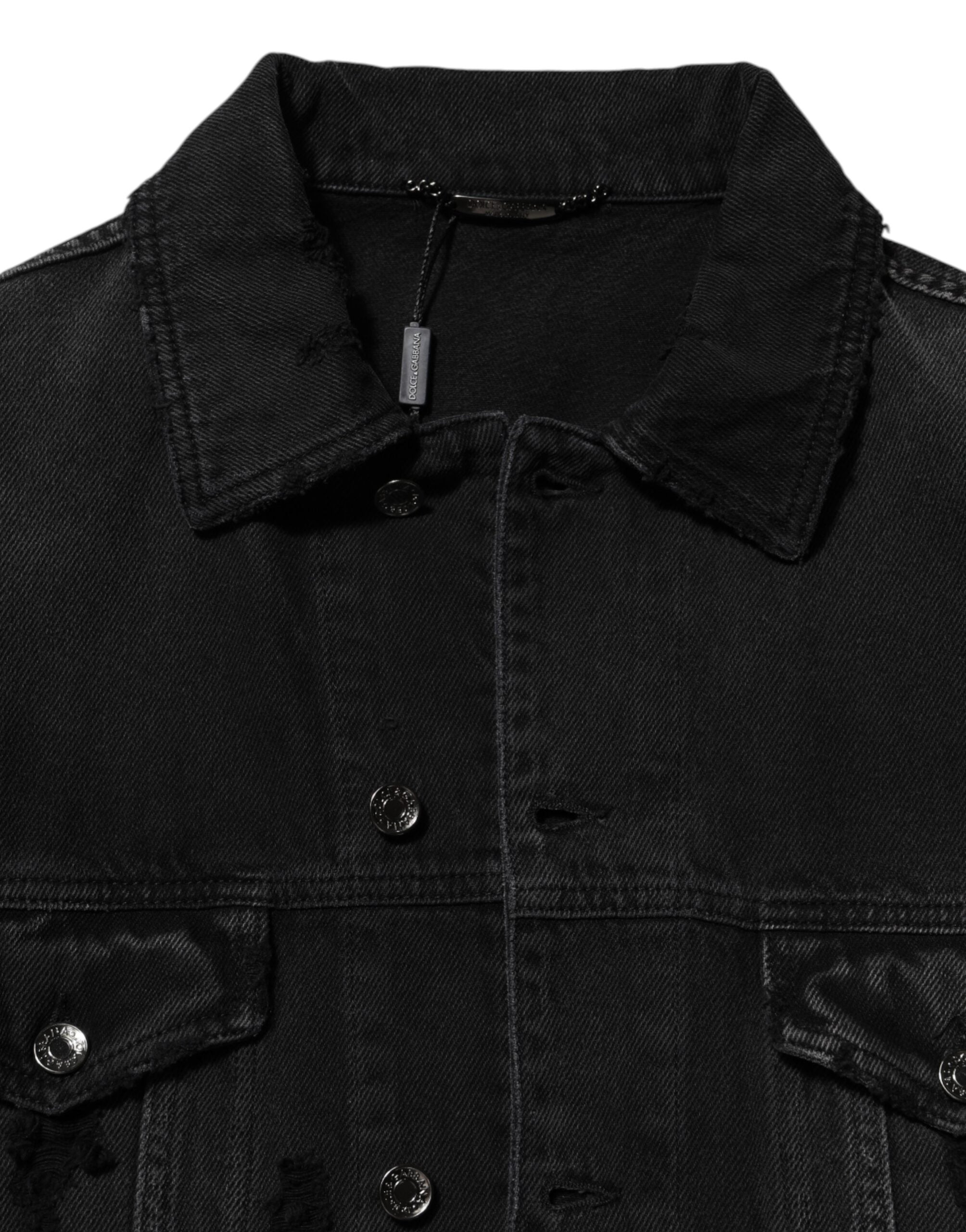 Dolce & Gabbana black blouson jacket in cotton stretch denim-7