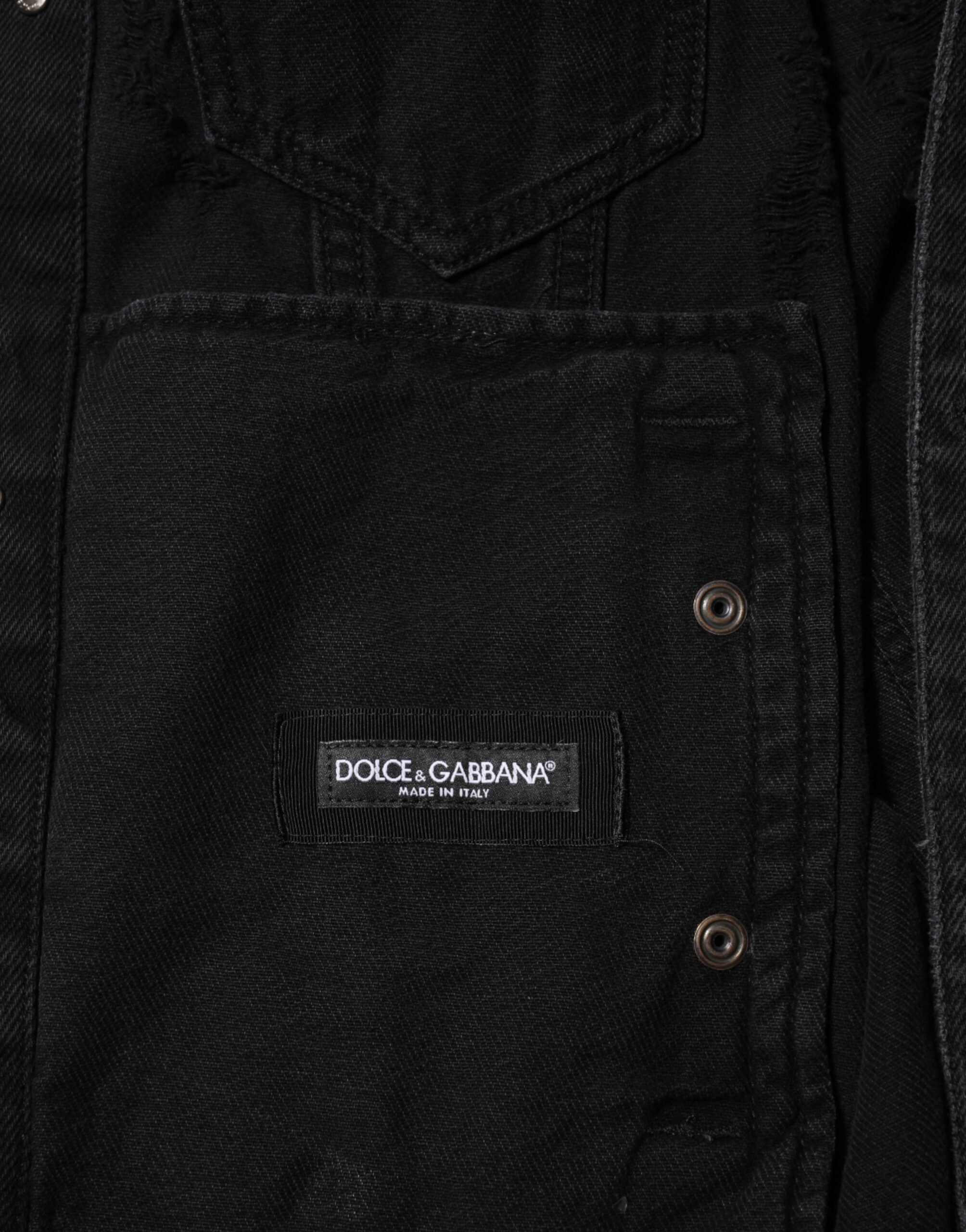 Dolce & Gabbana black blouson jacket in cotton stretch denim-8