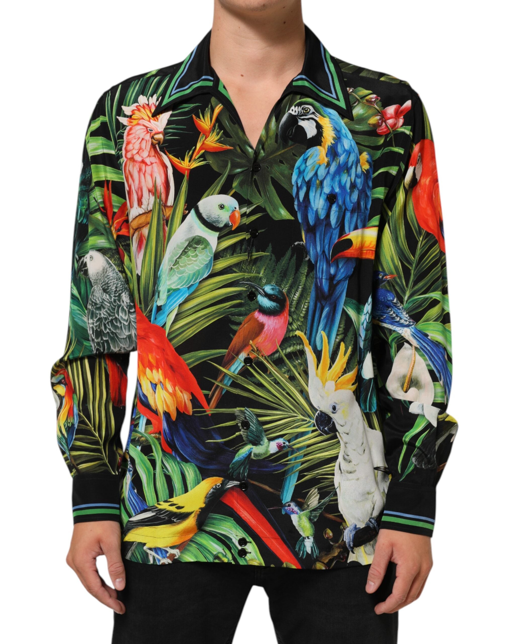 Dolce & Gabbana Multicolor Parrot Print Lounge Casual Shirt-1