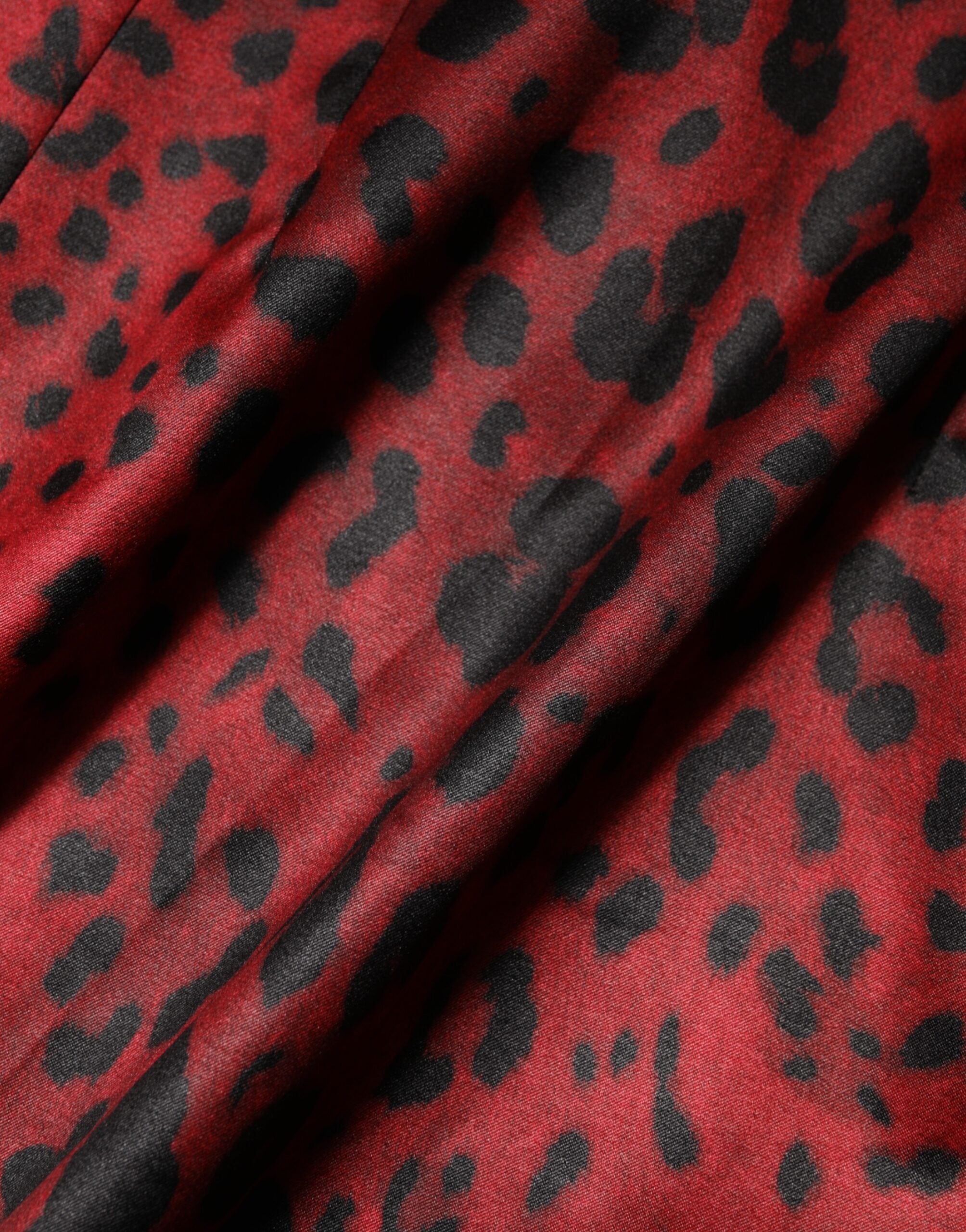 Dolce & Gabbana Red Leopard Sheath Dress with Long Sleeves-8