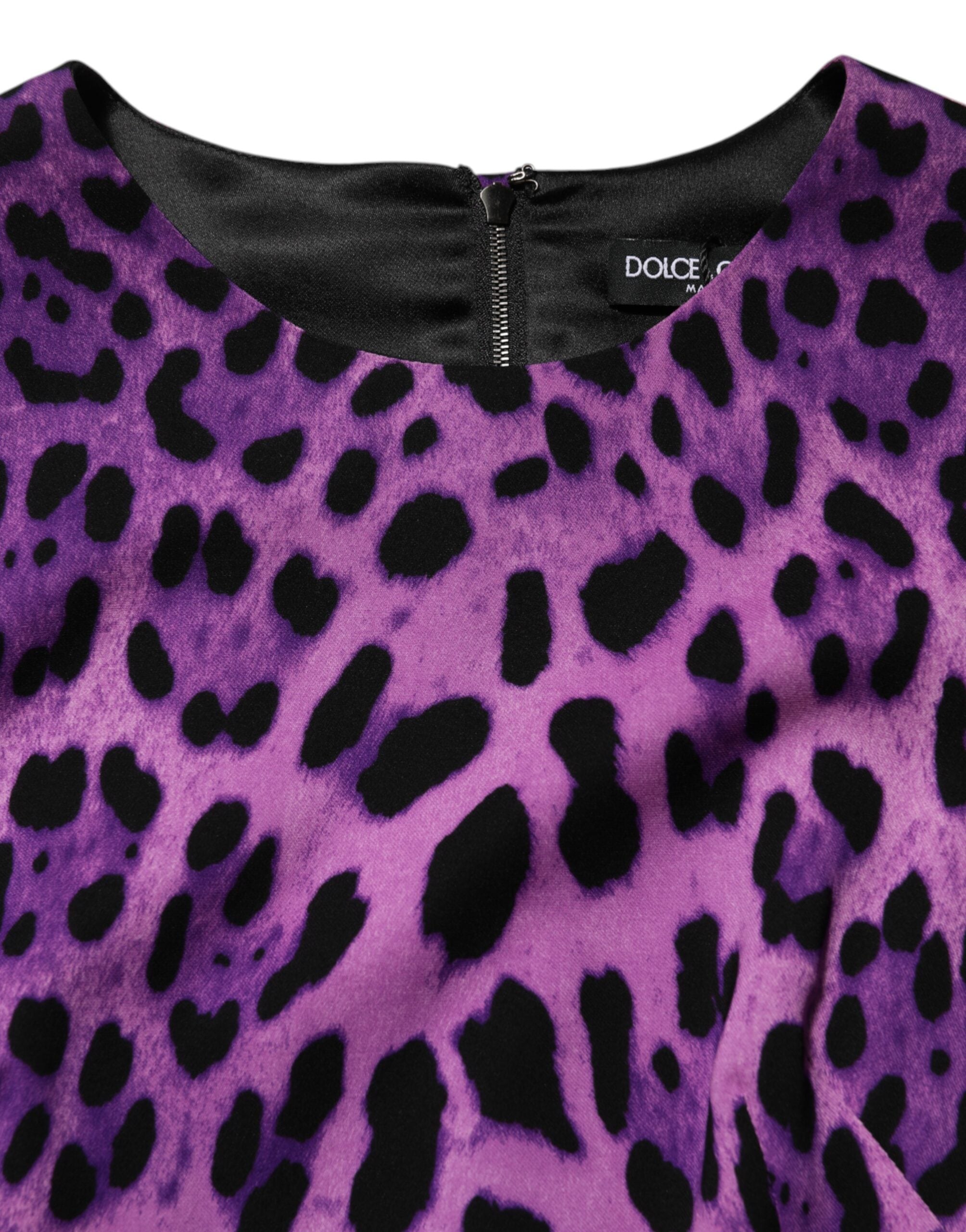 Vestido mini ajustado con estampado de leopardo violeta de Dolce & Gabbana-7