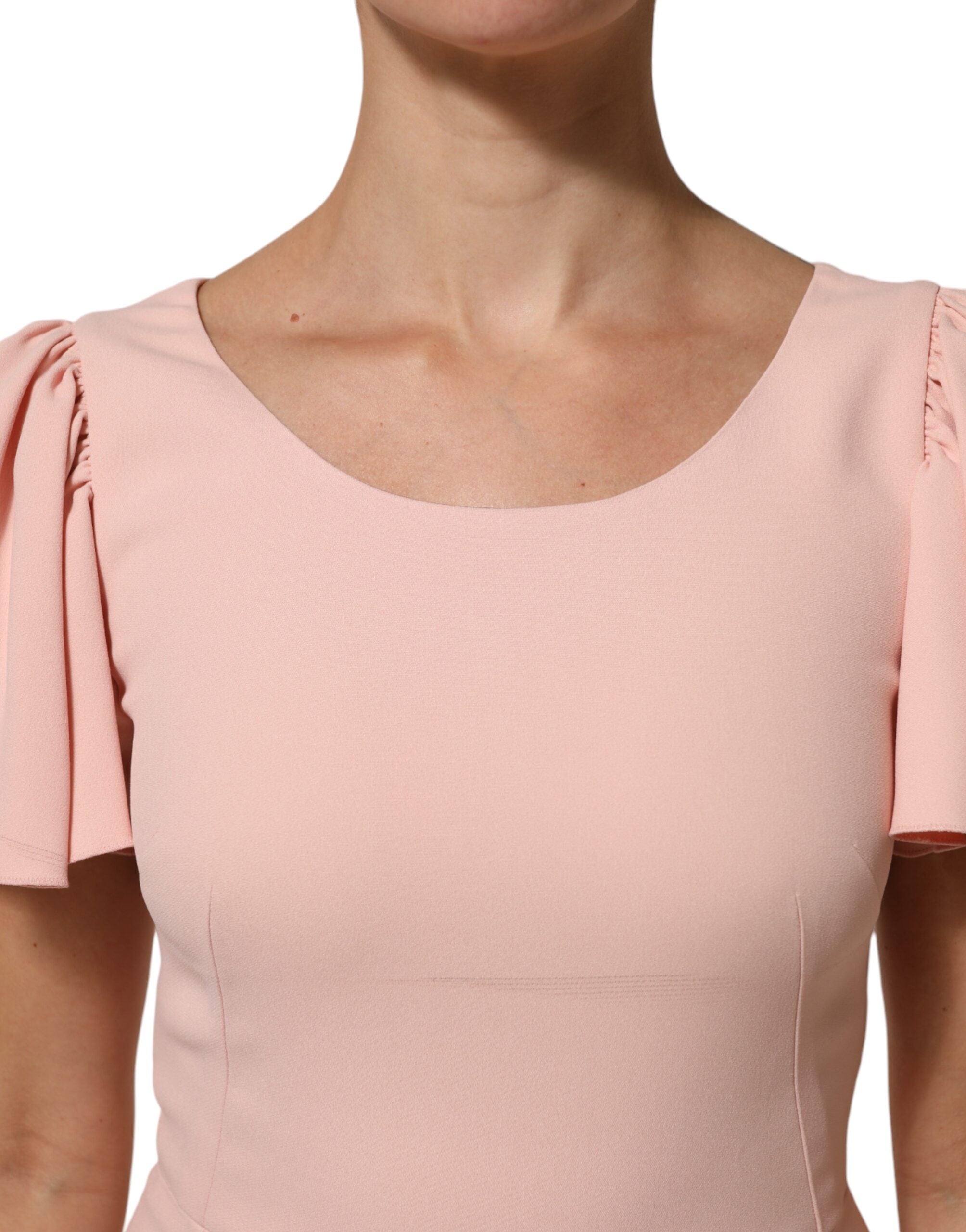 Dolce & Gabbana Pink Viscose Short Sleeve Sheath Dress Midi Dress-5
