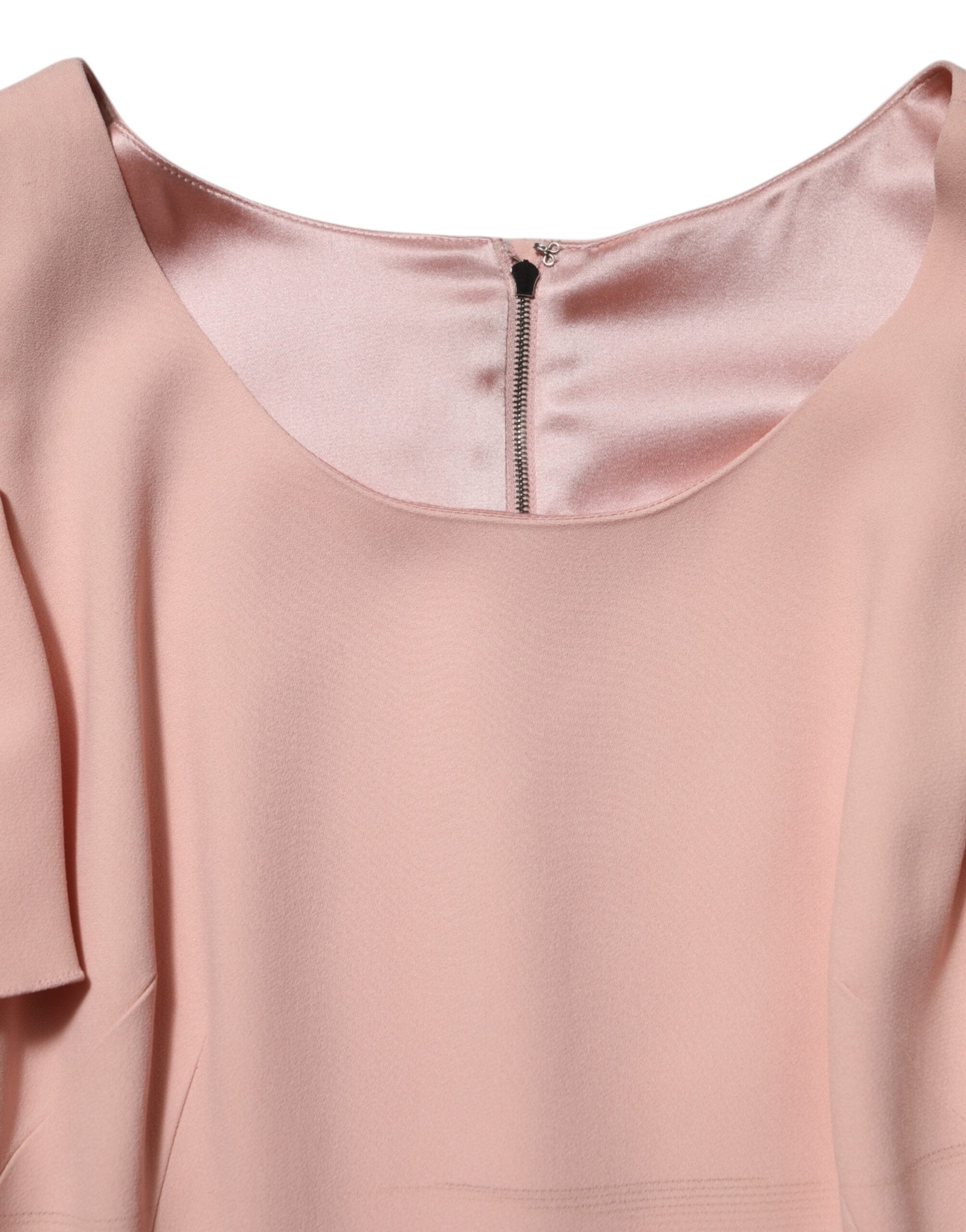 Dolce & Gabbana Pink Viscose Short Sleeve Sheath Dress Midi Dress-7
