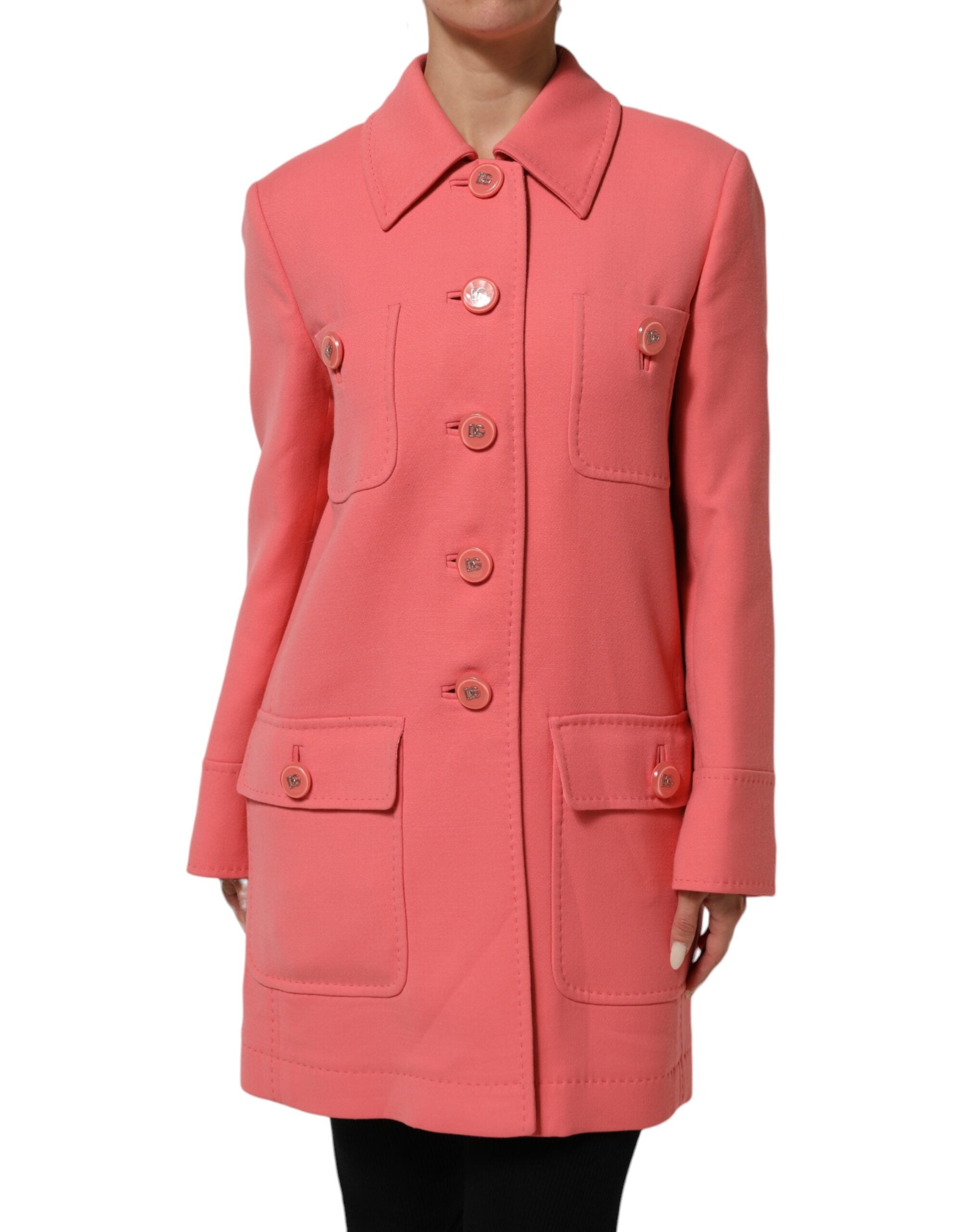 Dolce & Gabbana pink buttoned trench coat jacket-2