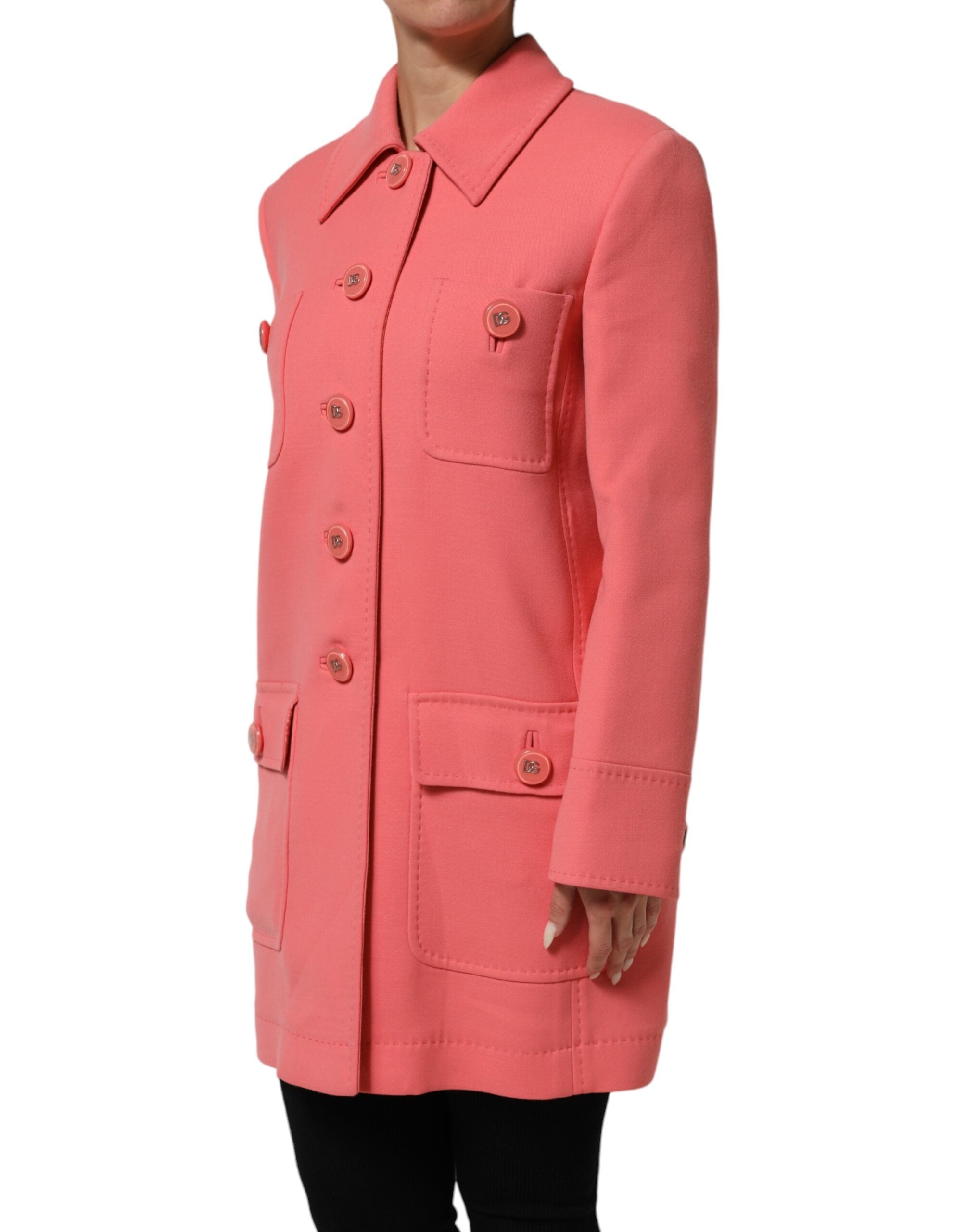 Dolce & Gabbana pink buttoned trench coat jacket-3