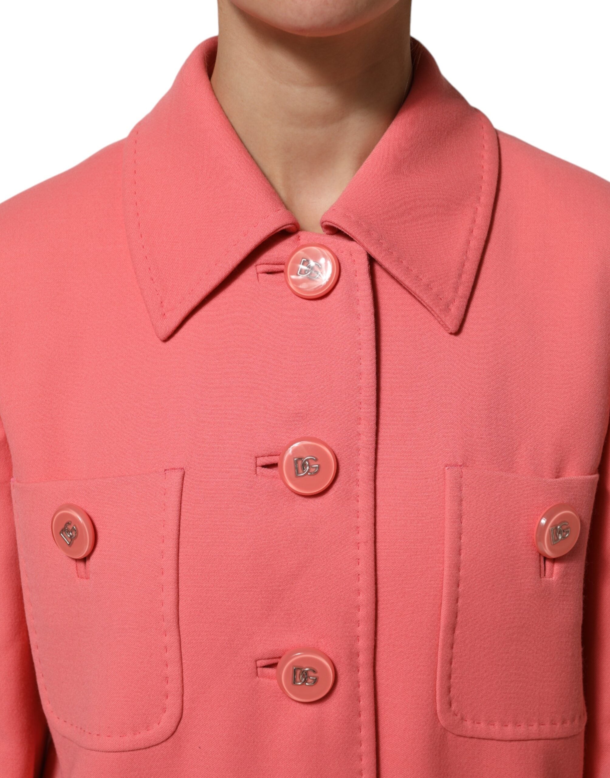 Dolce & Gabbana pink buttoned trench coat jacket-5