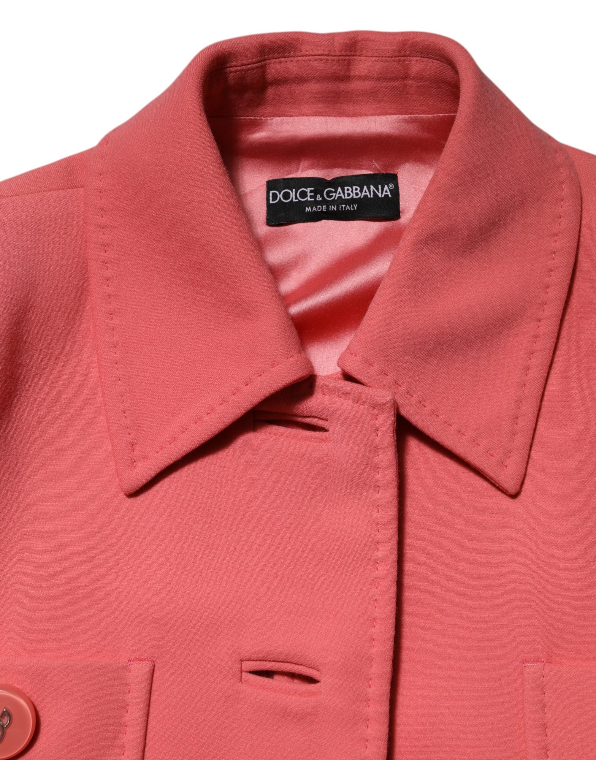 Dolce & Gabbana pink buttoned trench coat jacket-7