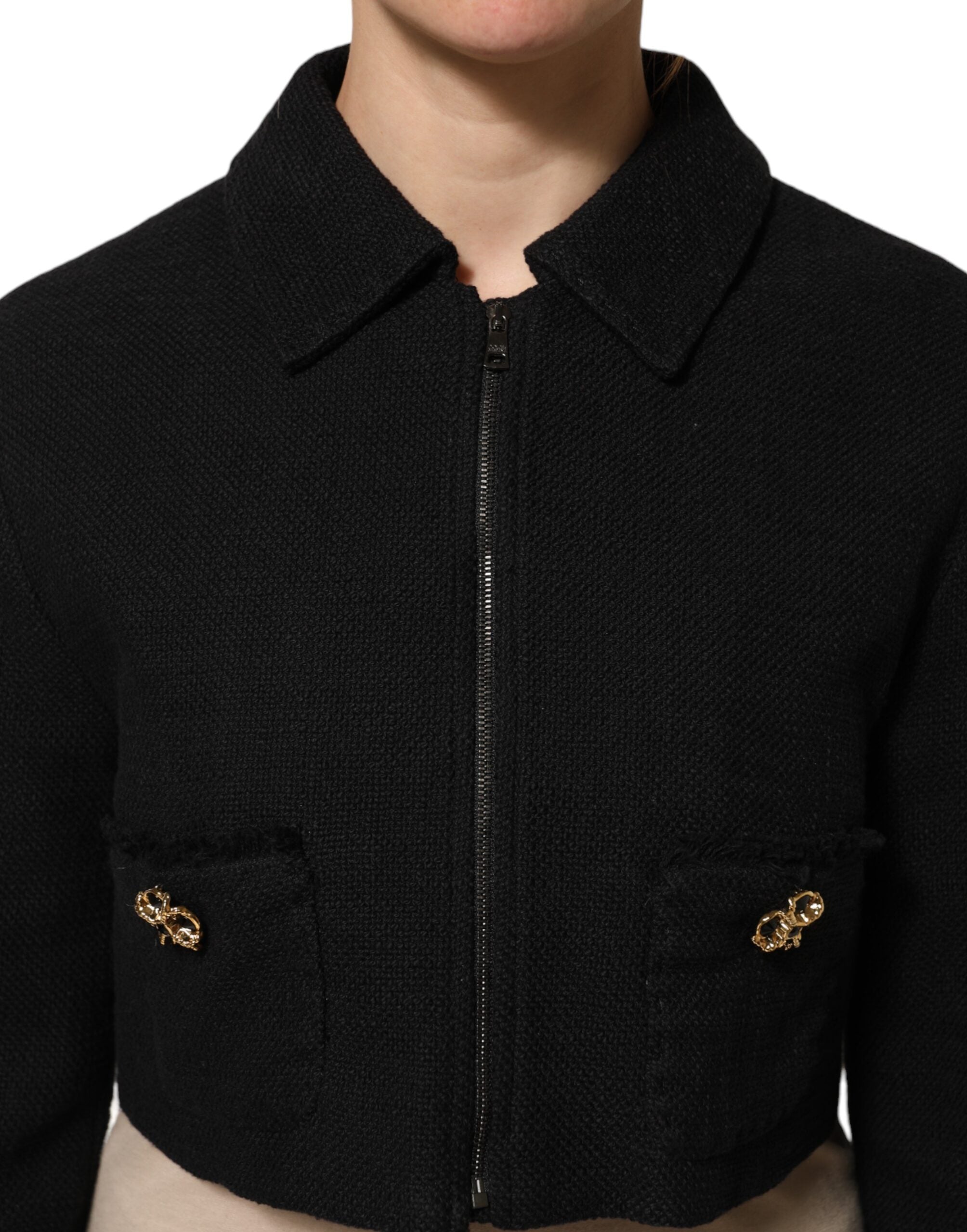 Dolce & Gabbana black cotton coat with split zipper-5
