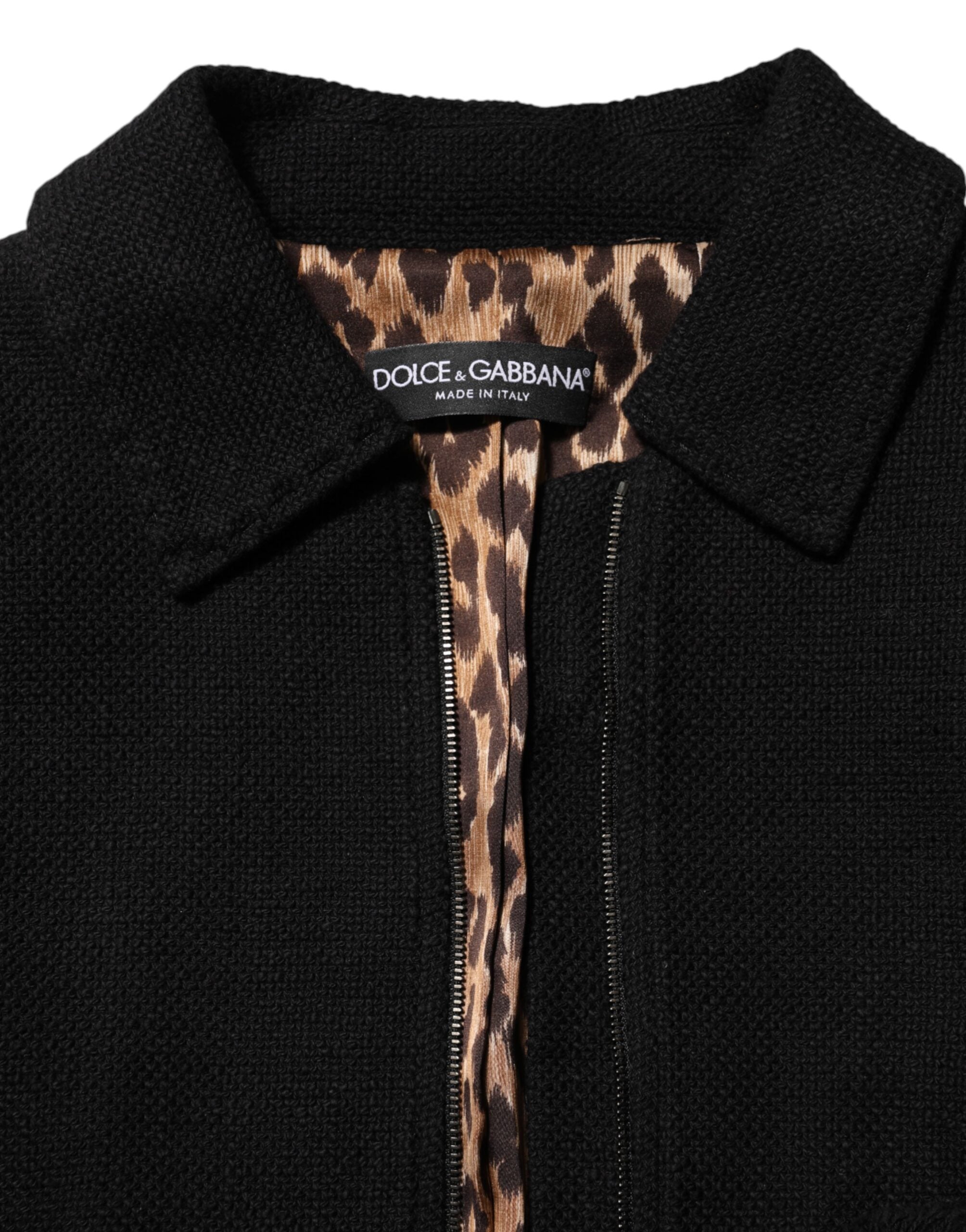 Dolce & Gabbana black cotton coat with split zipper-7