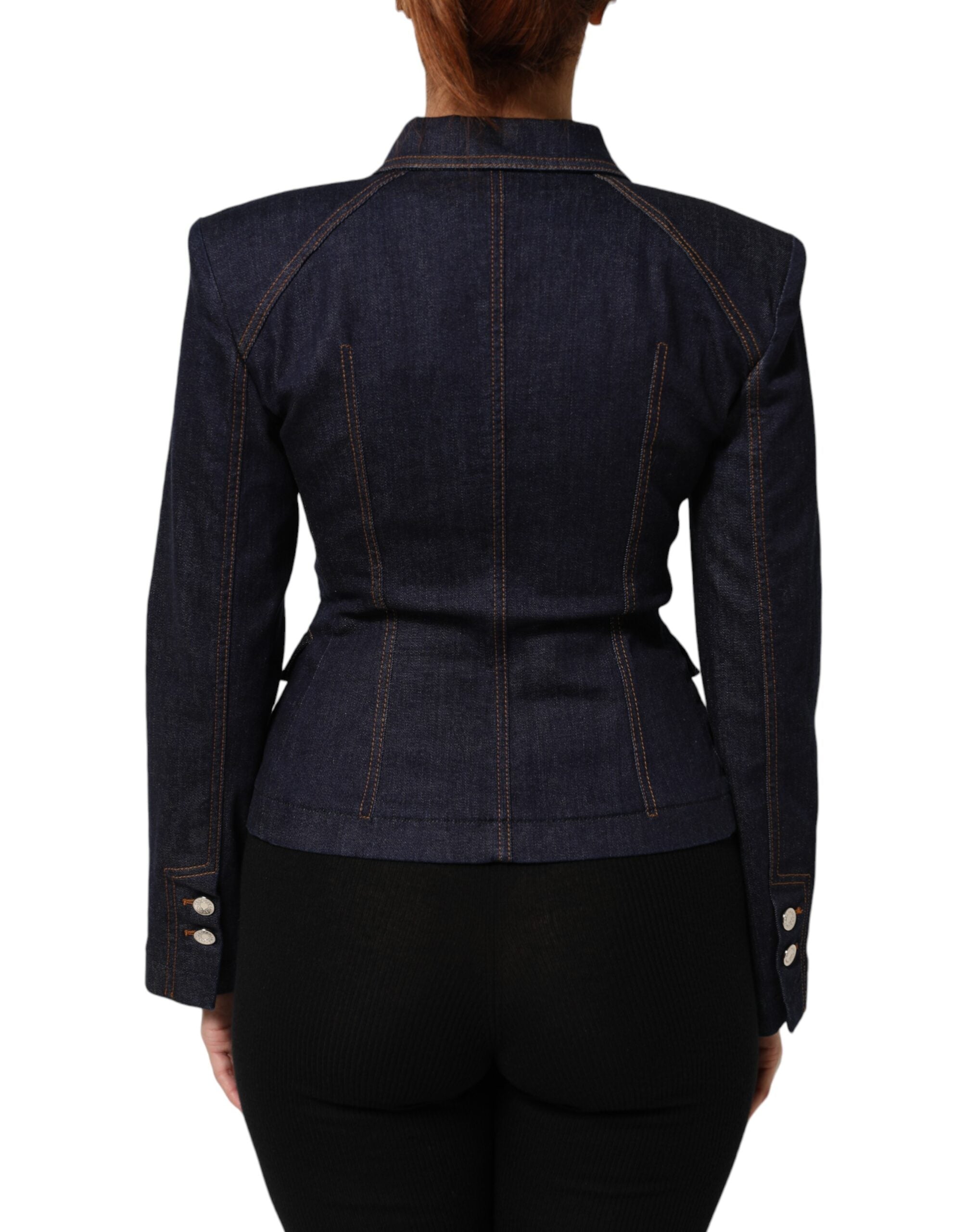 Dolce & Gabbana dark blue cotton denim jacket with collar-4