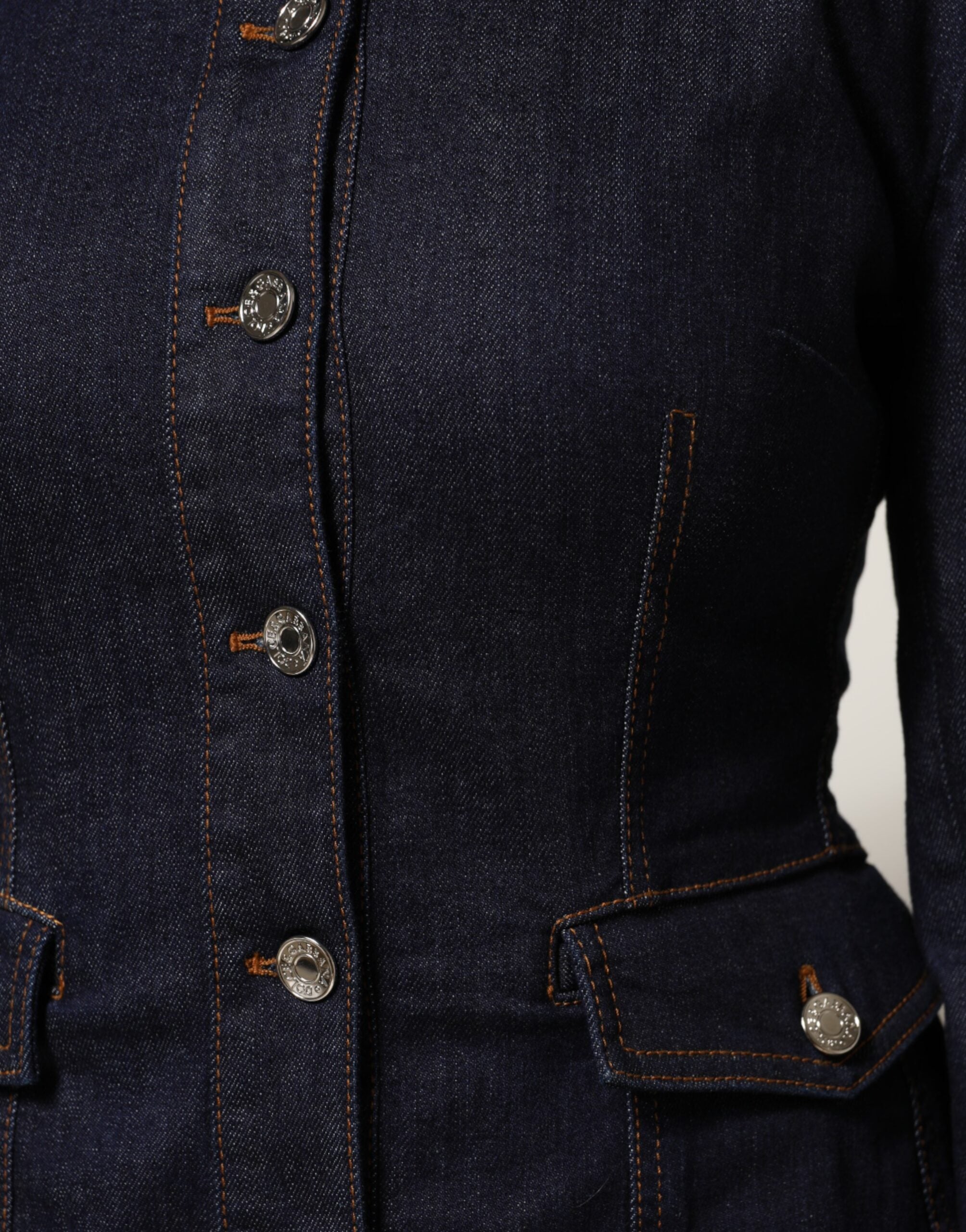 Dolce & Gabbana dark blue cotton denim jacket with collar-6
