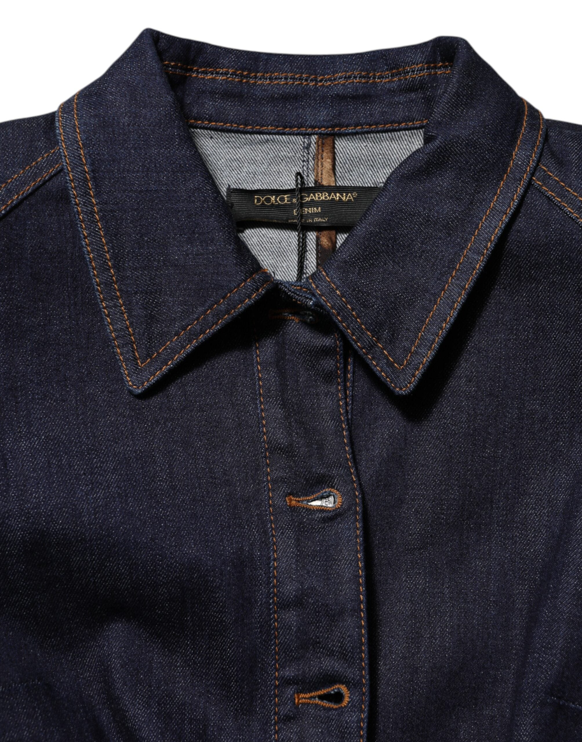 Dolce & Gabbana dark blue cotton denim jacket with collar-7
