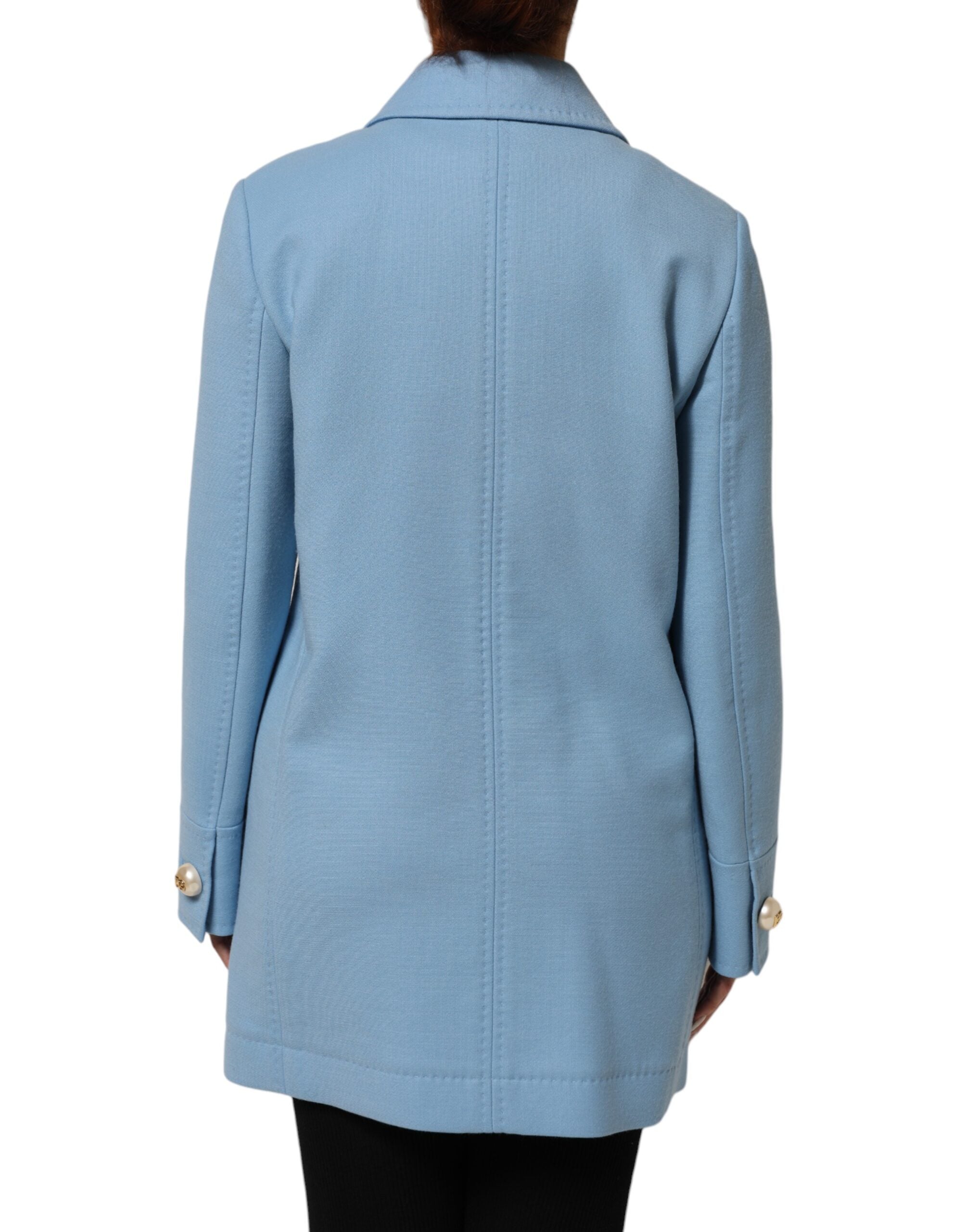 Dolce & Gabbana Blue Buttoned Trench Coat Jacket-4