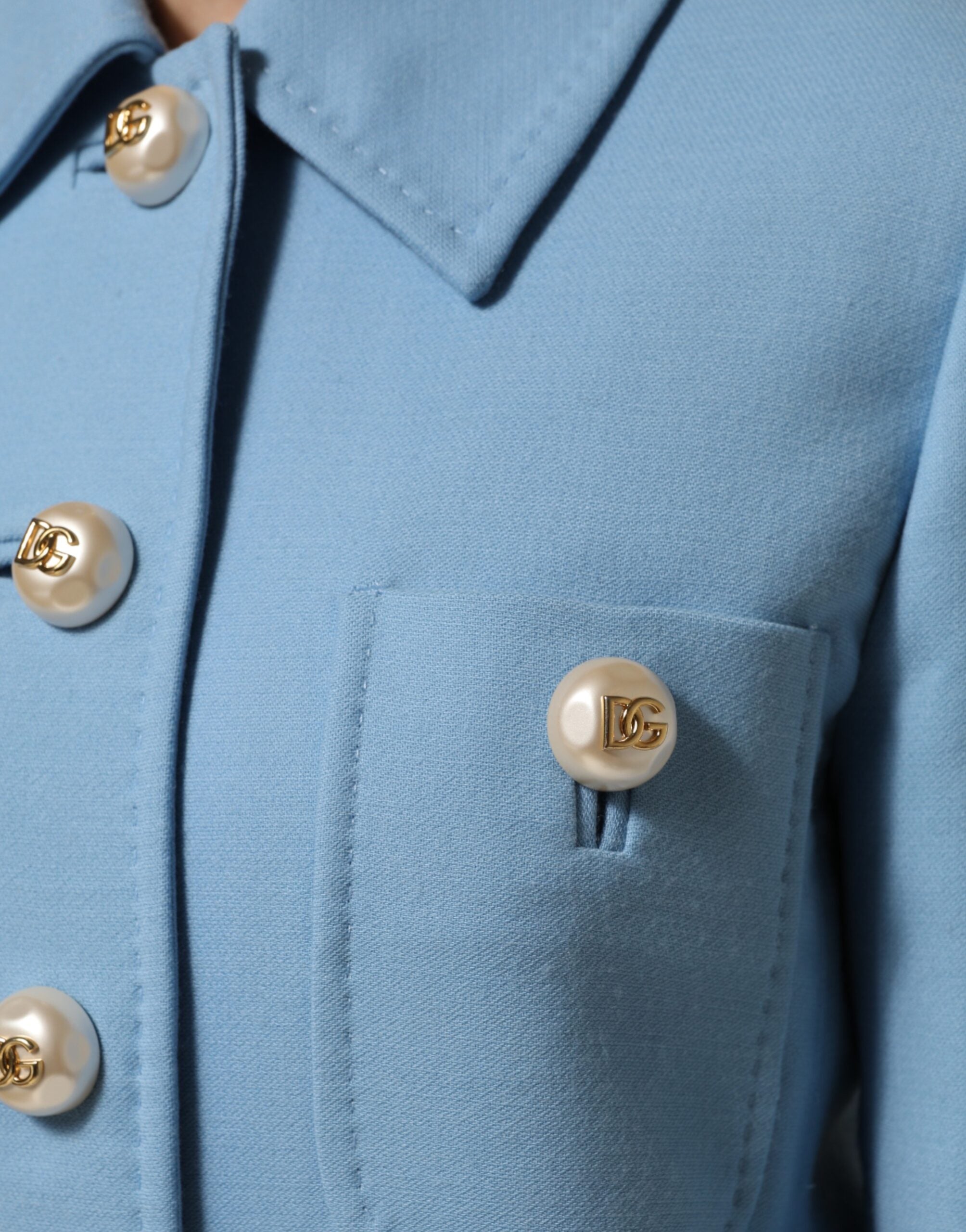 Dolce & Gabbana Blue Buttoned Trench Coat Jacket-6
