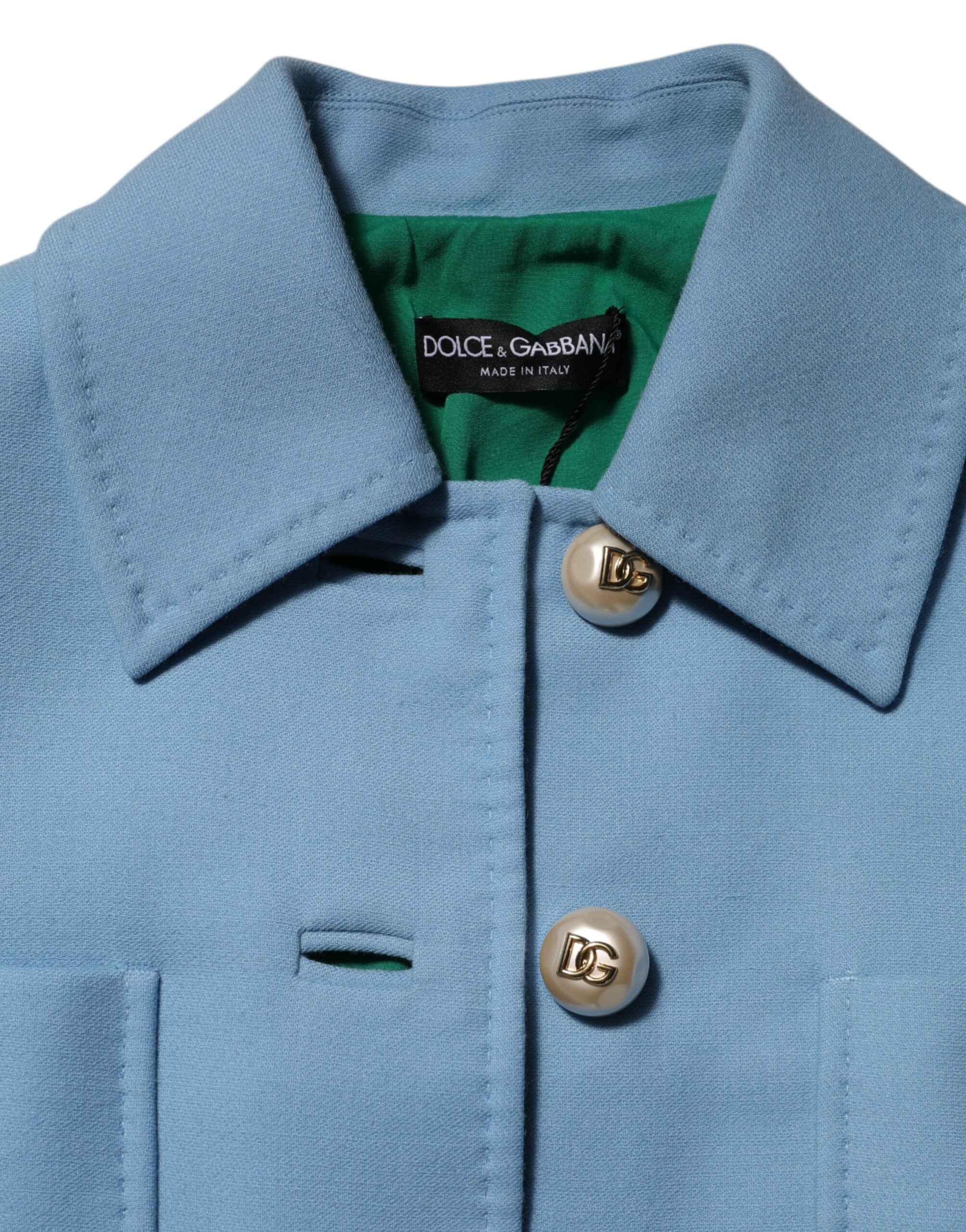 Dolce & Gabbana Blue Buttoned Trench Coat Jacket-7