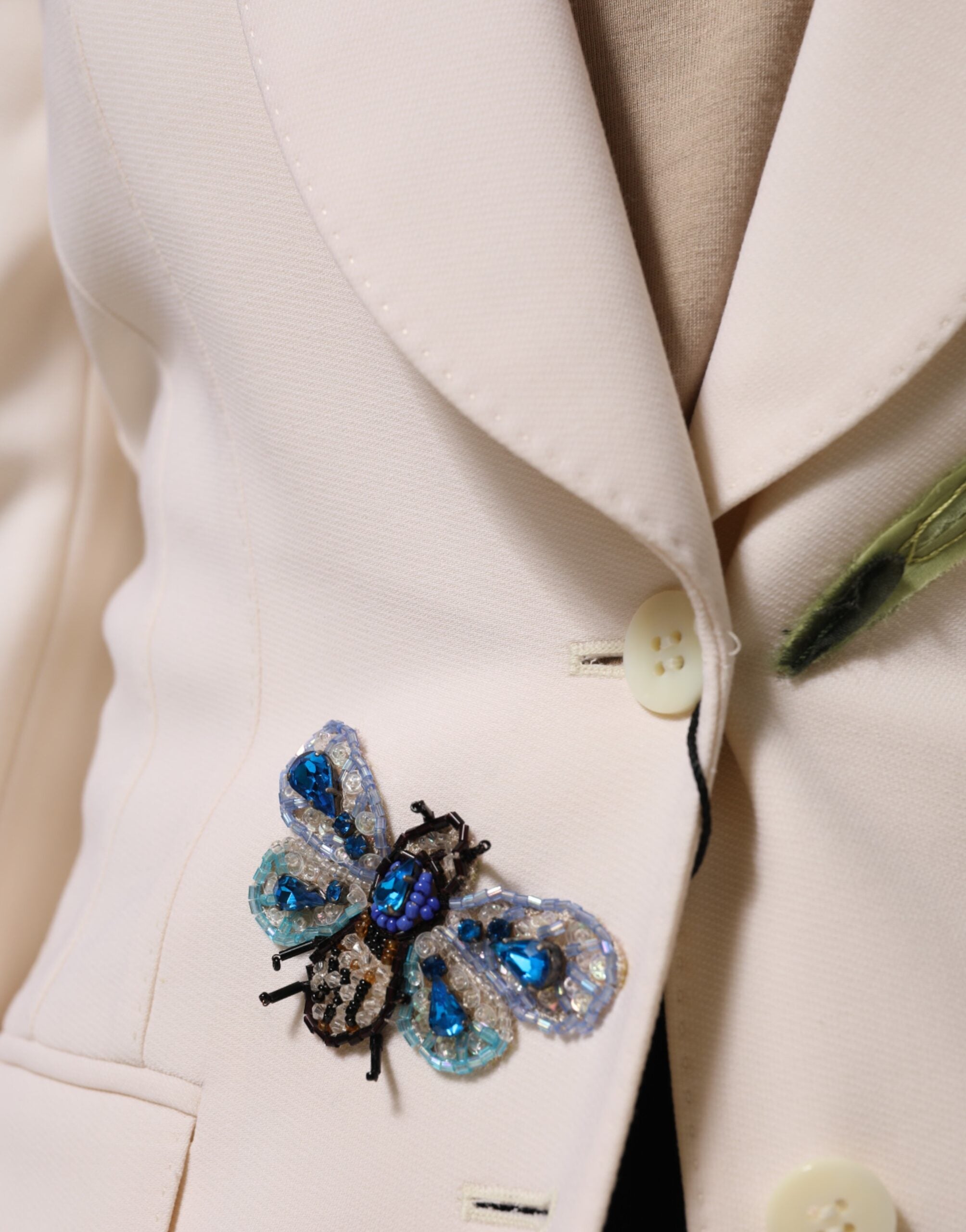 Dolce & Gabbana beige embroidered single-breasted jacket-7