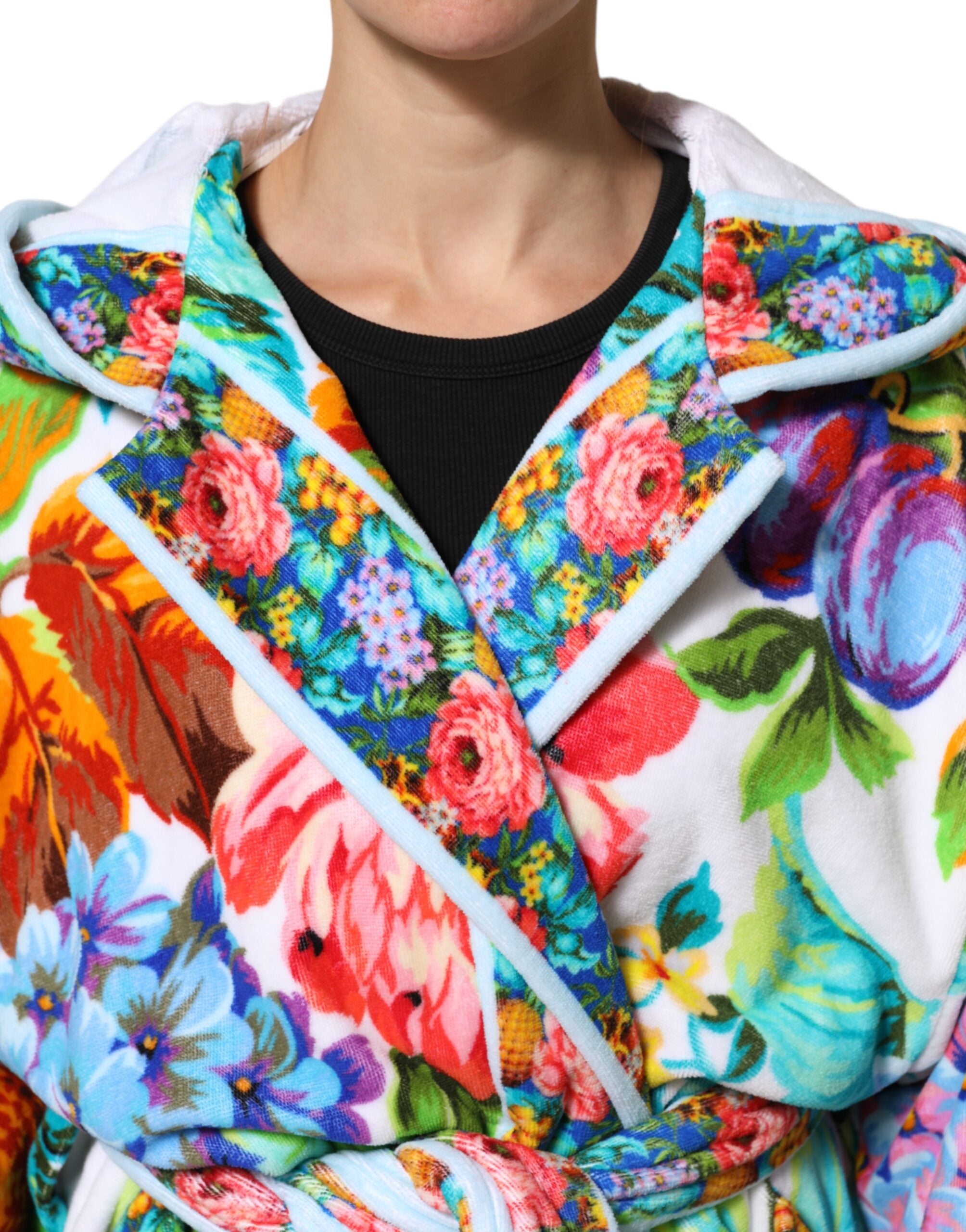 Dolce & Gabbana Multicolor Floral Print Belted Bathrobe Coat Jacket-5