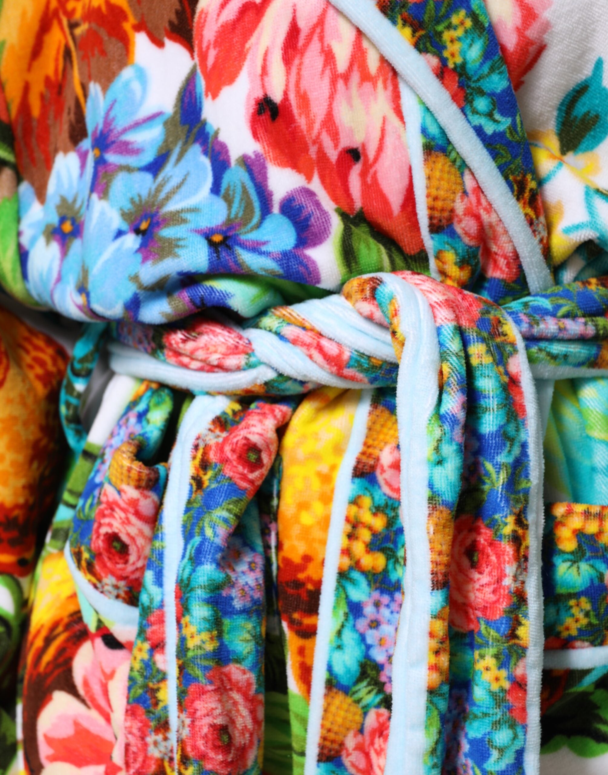 Dolce & Gabbana Multicolor Floral Print Belted Bathrobe Coat Jacket-6