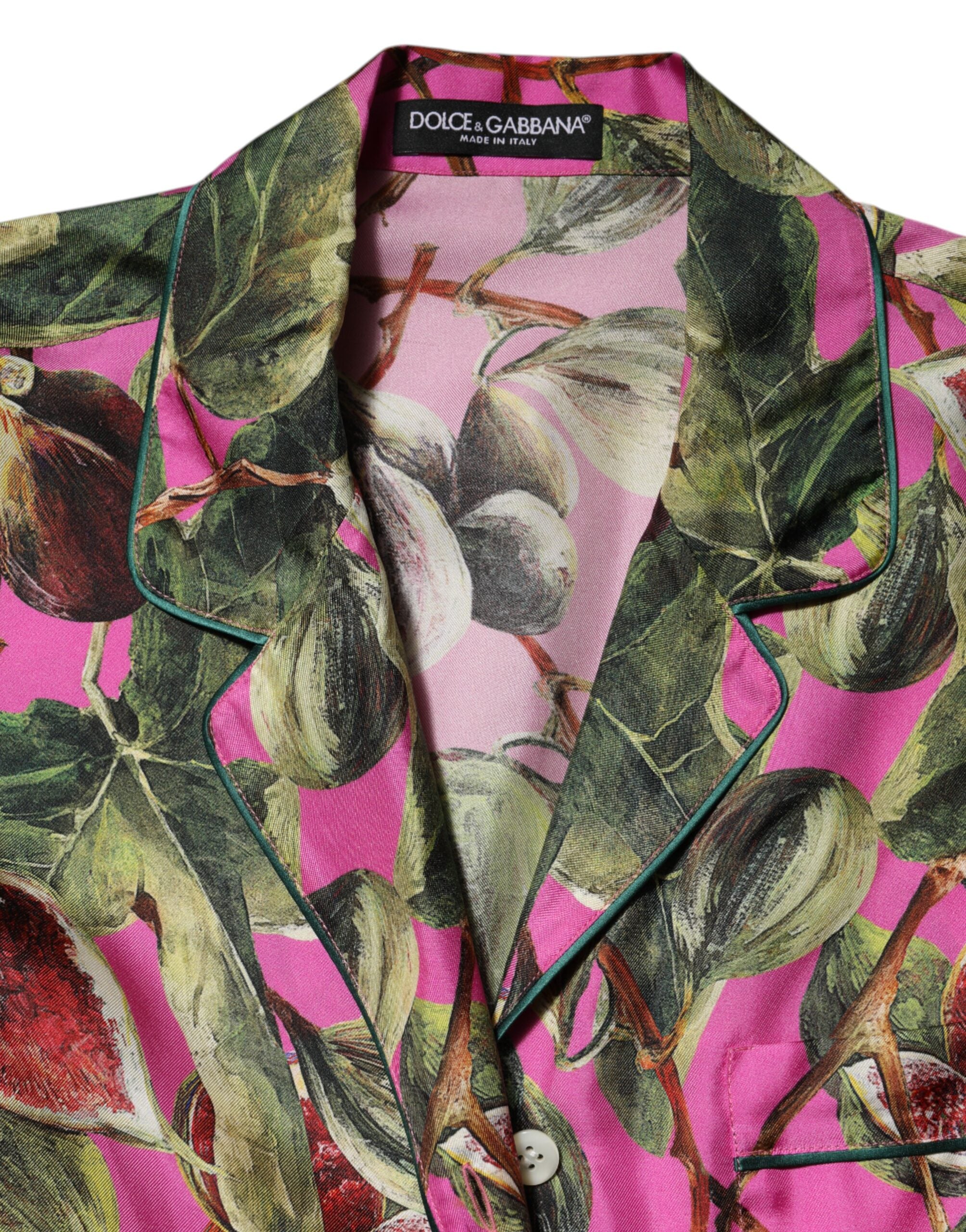 Blusa de seda con estampado de higos en rosa intenso de Dolce & Gabbana-7