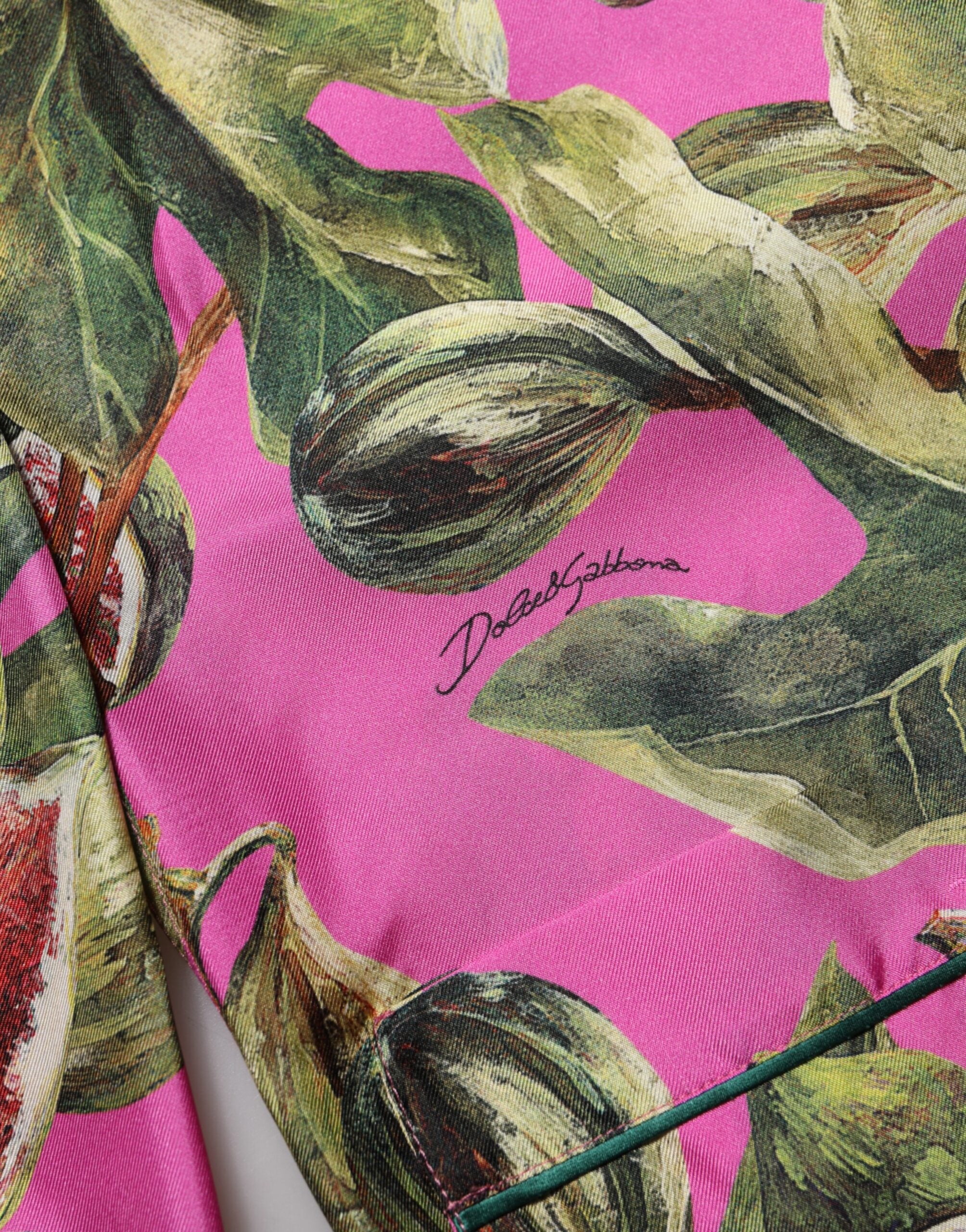 Blusa de seda con estampado de higos en rosa intenso de Dolce & Gabbana-8