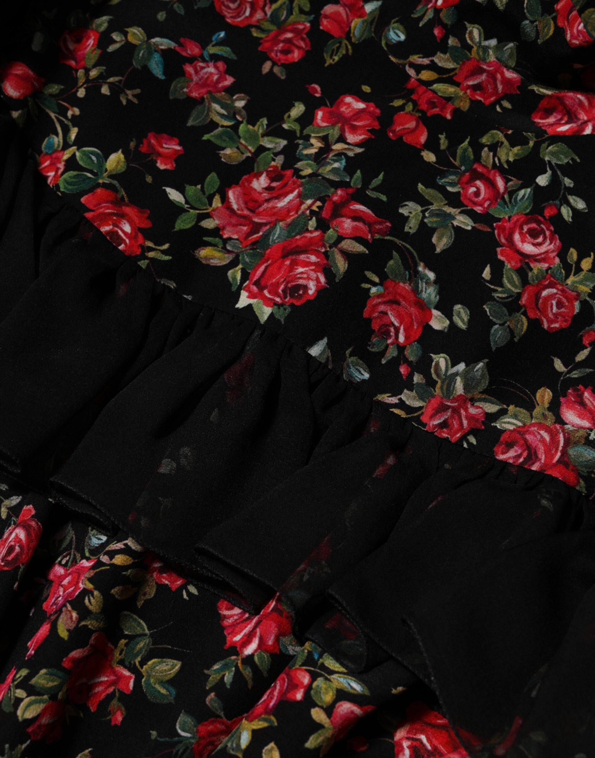 Dolce & Gabbana Black floral print blouse top with long sleeves-8