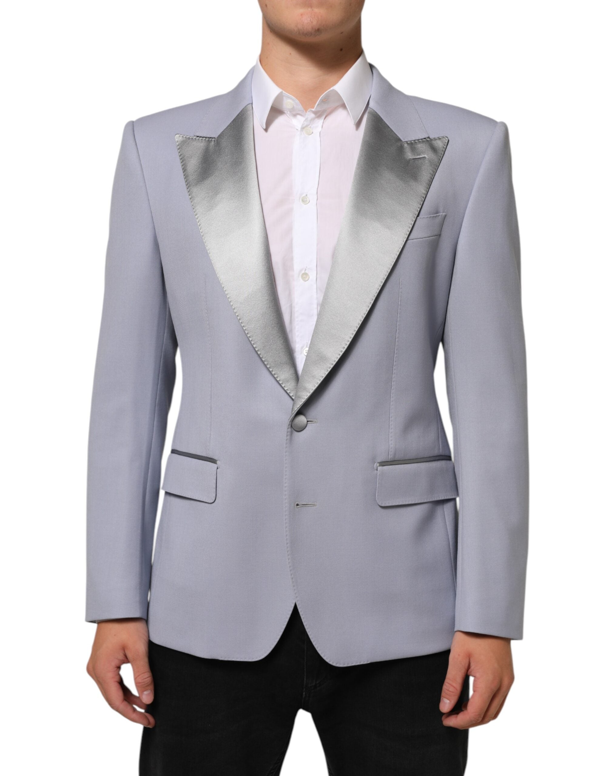 Dolce & Gabbana Grey Wool SICILIA 2 Button Men's Suit Blazer-1