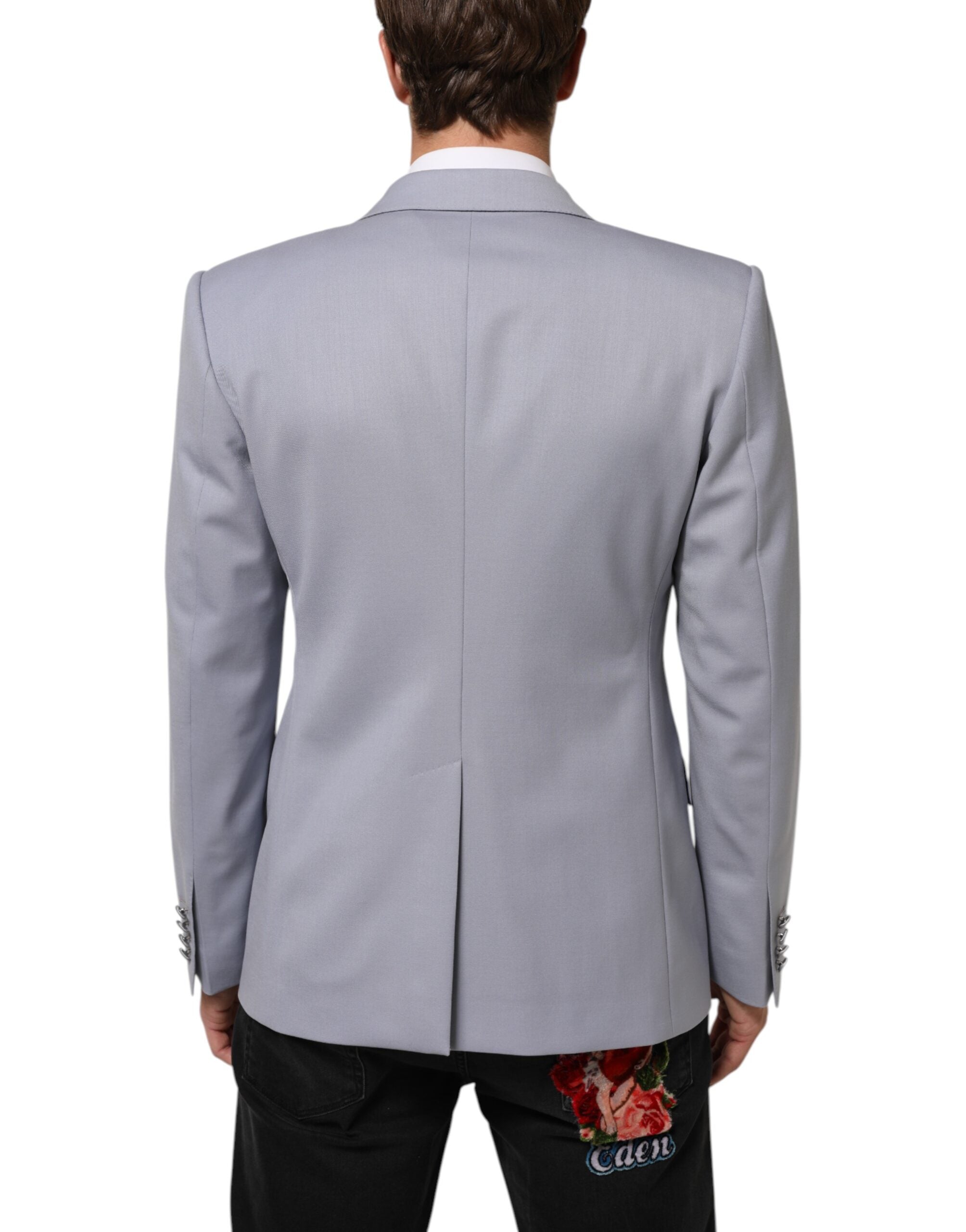 Dolce & Gabbana Grey Wool SICILIA 2 Button Men's Suit Blazer-4