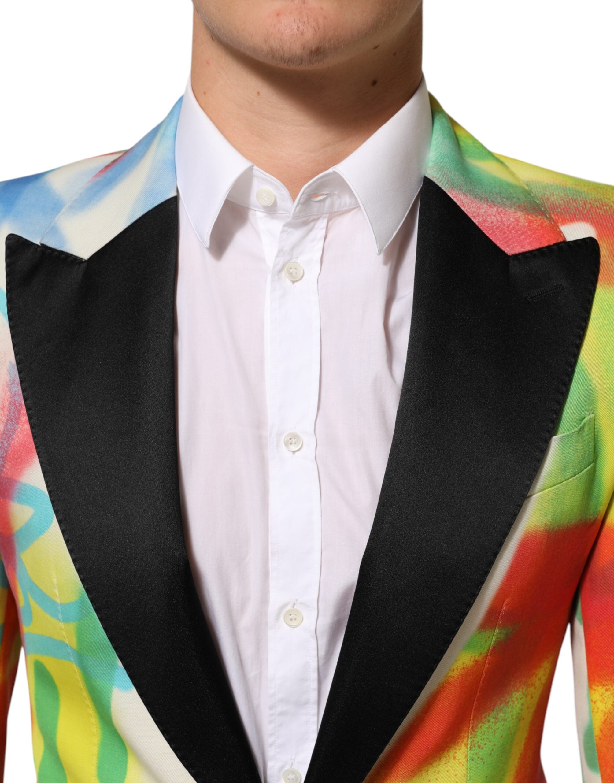 Dolce & Gabbana Multicolor Graffiti SICILIA 1 Button Men's Suit Blazer-5