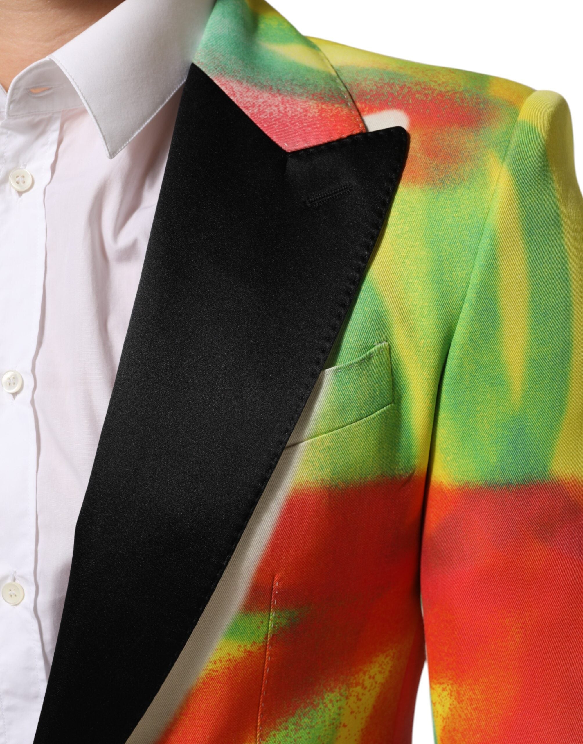 Dolce & Gabbana Multicolor Graffiti SICILIA 1 Button Men's Suit Blazer-6