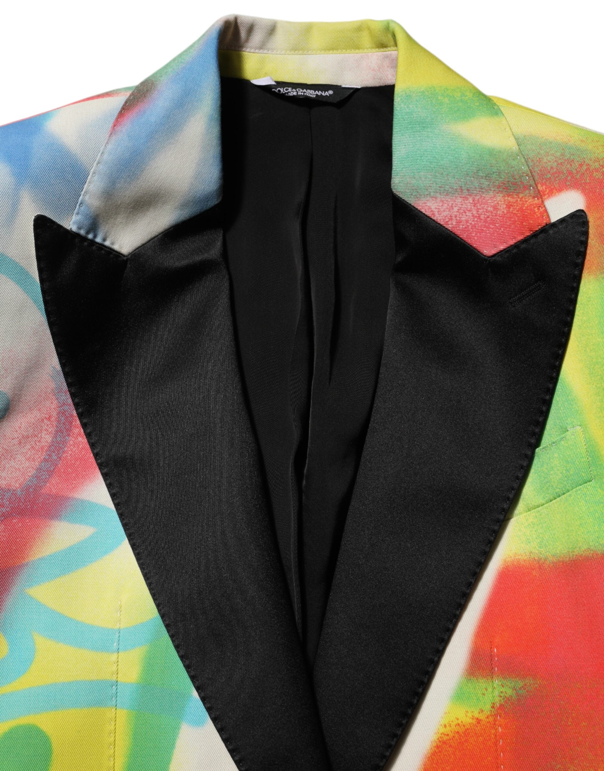 Dolce & Gabbana Multicolor Graffiti SICILIA 1 Button Men's Suit Blazer-7