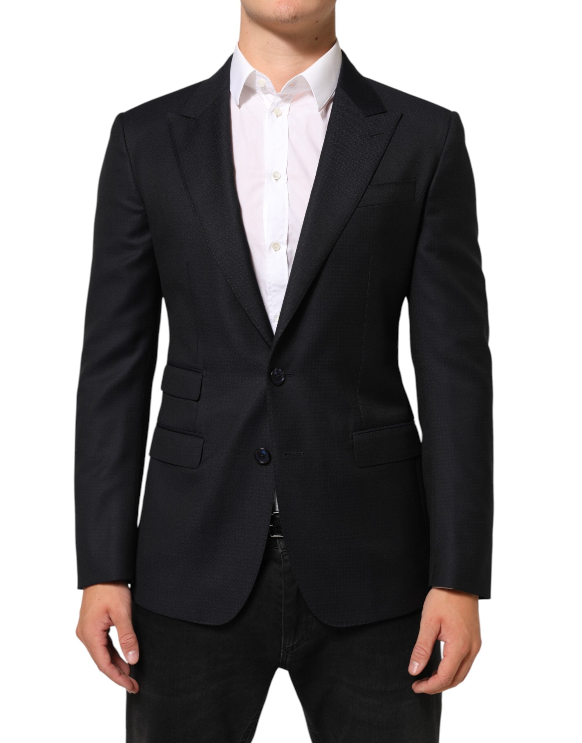 Blazer de traje de dos botones NAPOLI de Dolce & Gabbana en lana negra-1