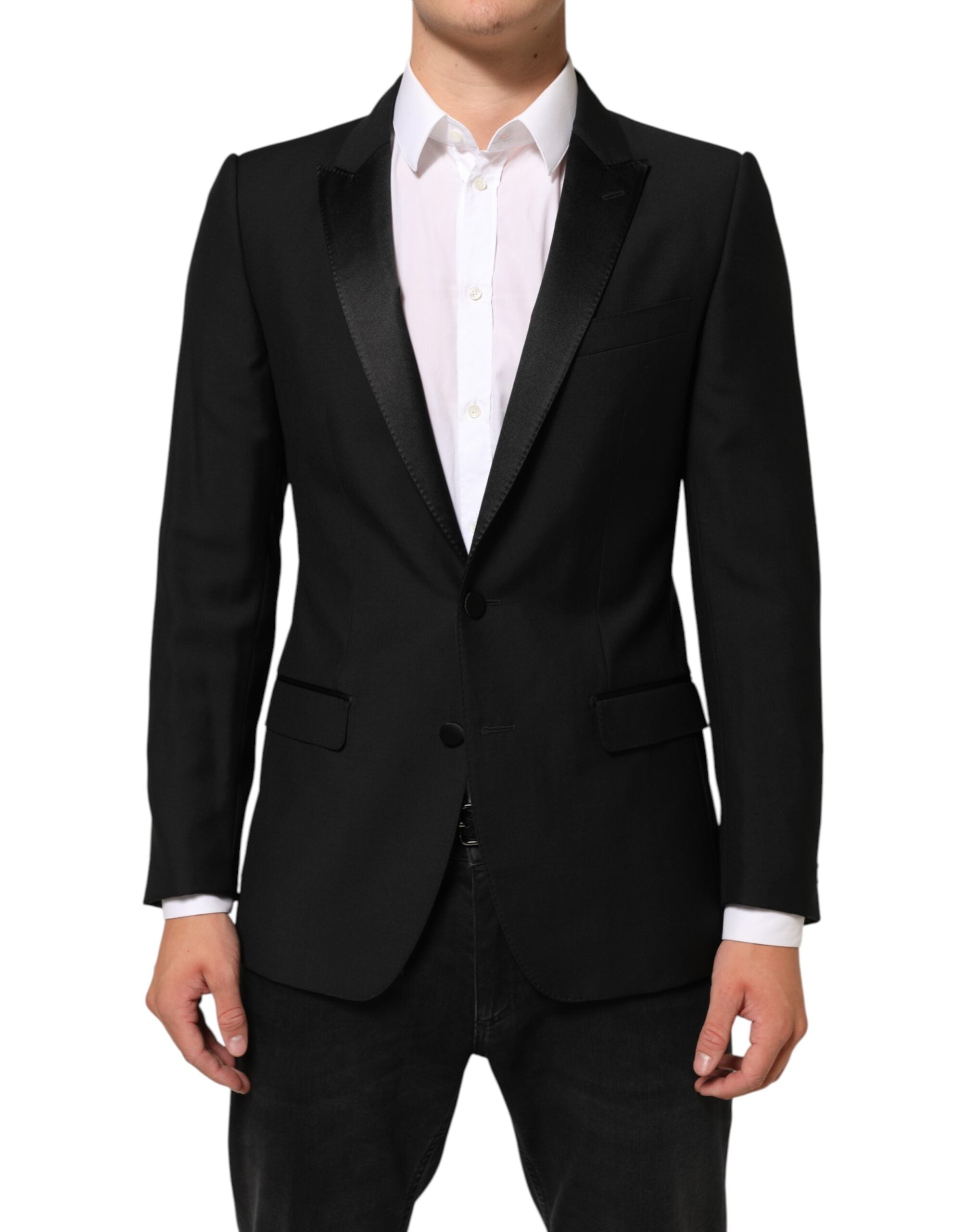 Dolce & Gabbana Black Wool MARTINI 2-Button Men's Suit Blazer-1