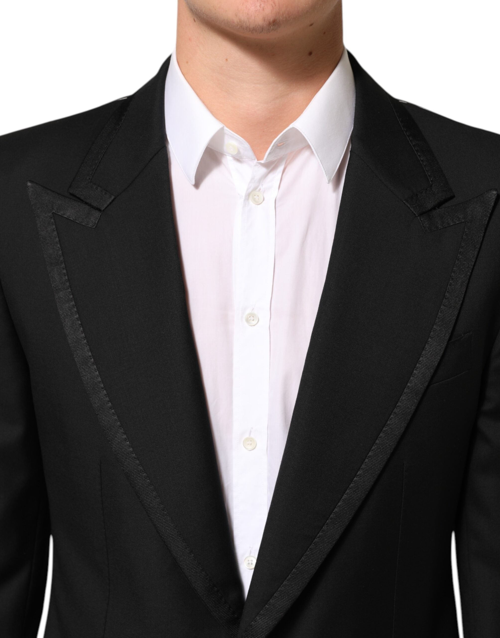 Dolce & Gabbana Schwarz Wolle 1 Knopf Anzug Jacke Männer Blazer-5
