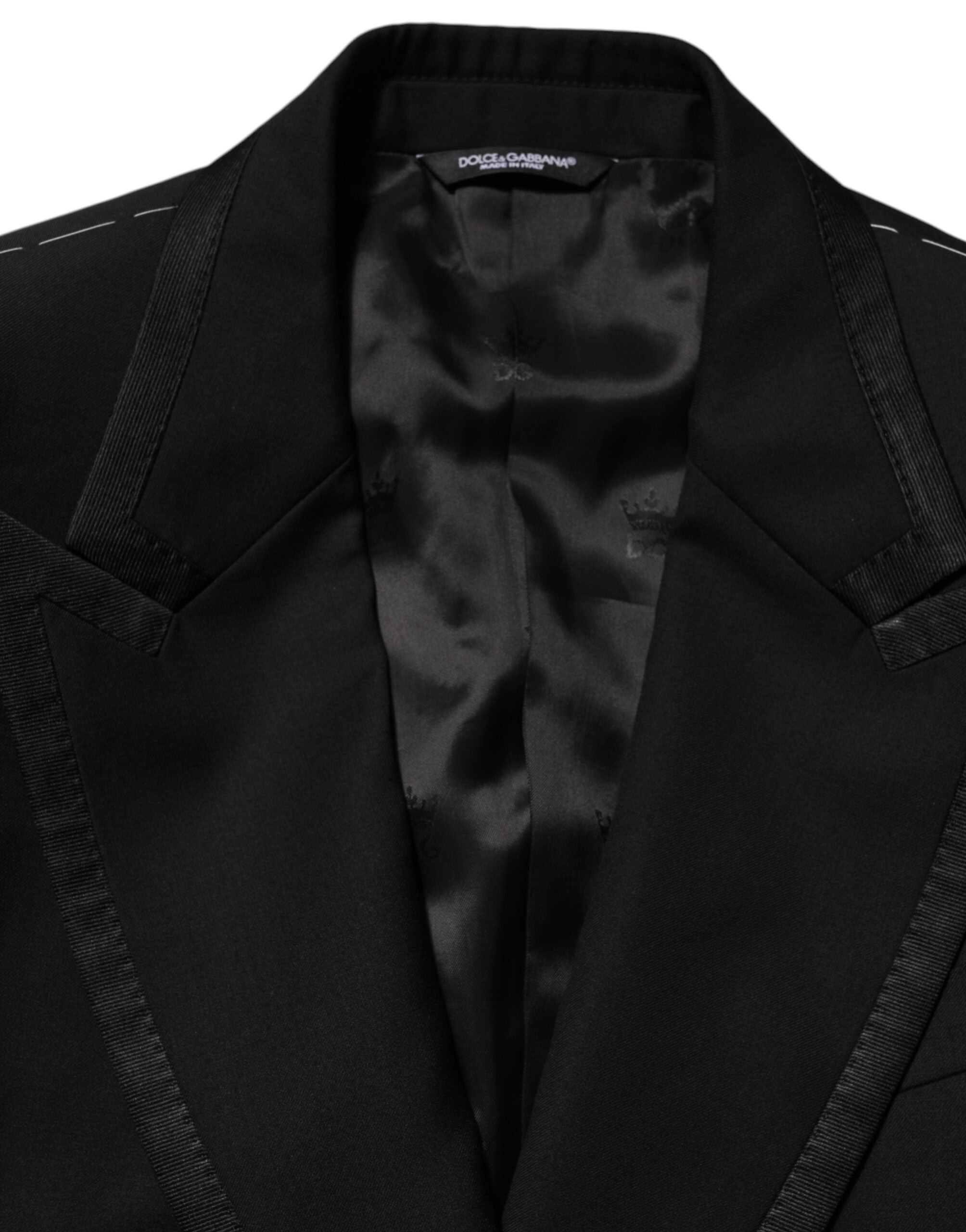 Dolce & Gabbana Schwarz Wolle 1 Knopf Anzug Jacke Männer Blazer-8