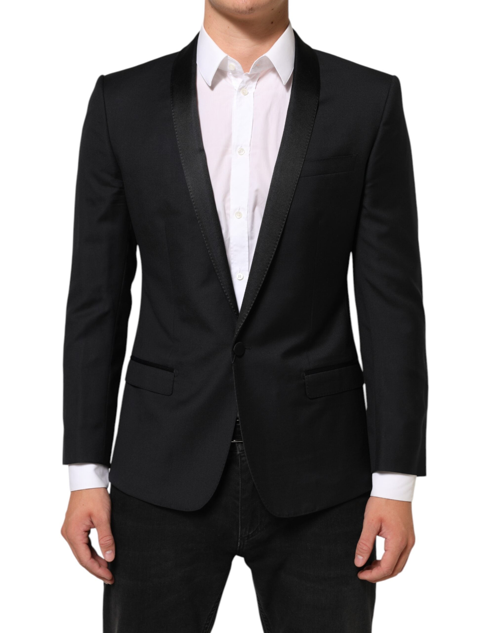 Chaqueta de traje Dolce & Gabbana negra dorada de 1 botón para hombre-1