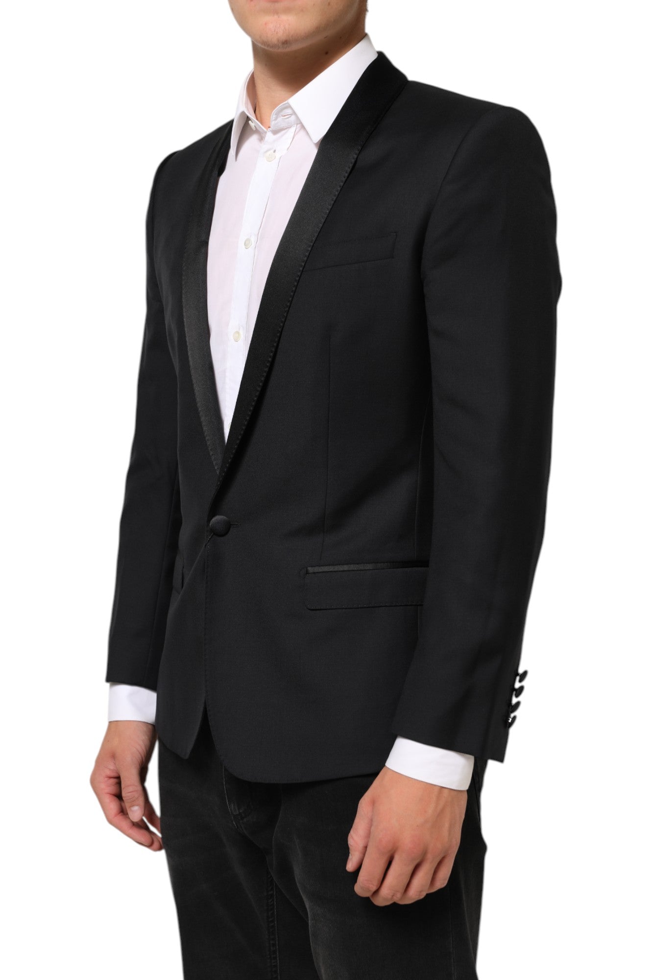 Chaqueta de traje Dolce & Gabbana negra dorada de 1 botón para hombre-3