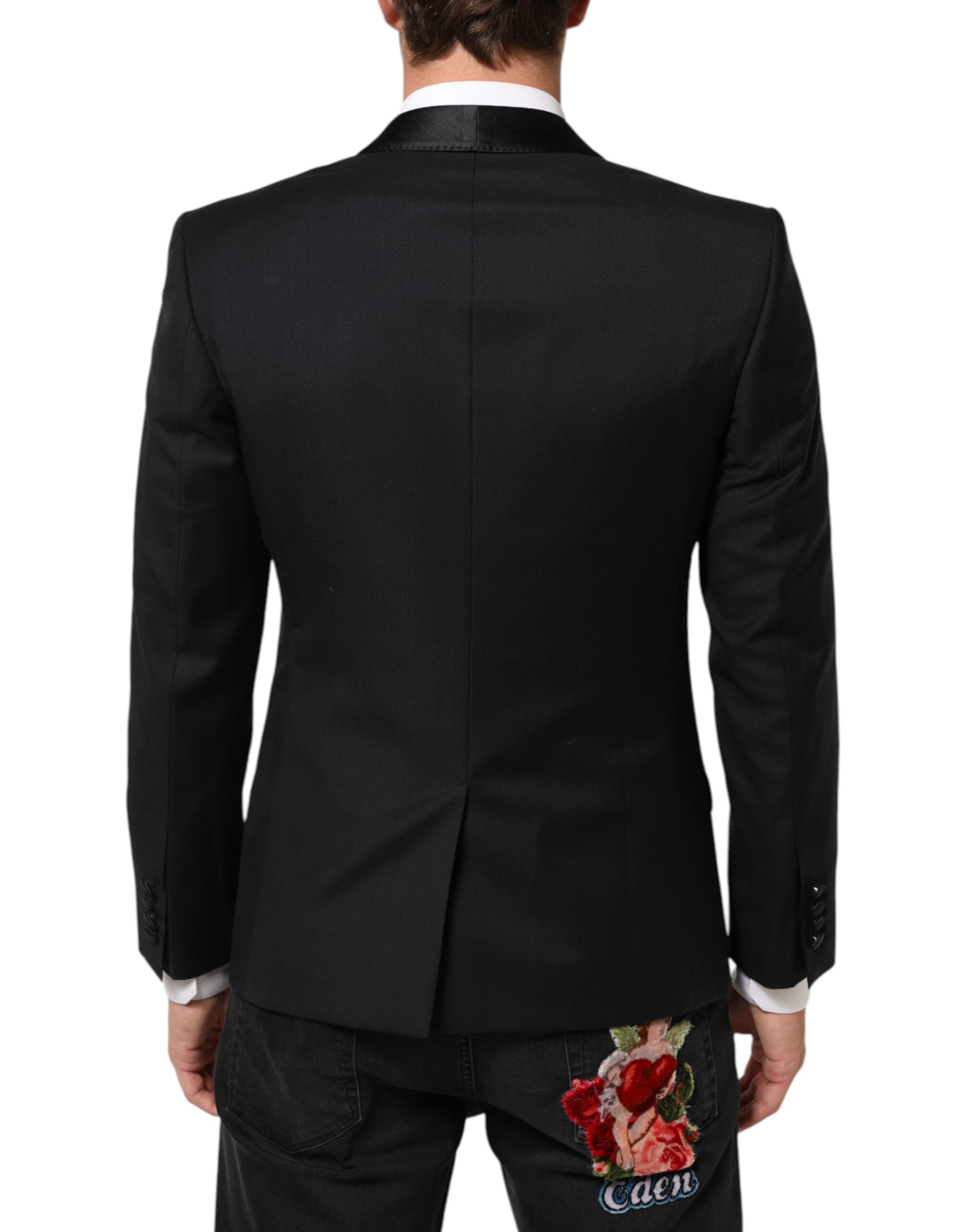 Chaqueta de traje Dolce & Gabbana negra dorada de 1 botón para hombre-4