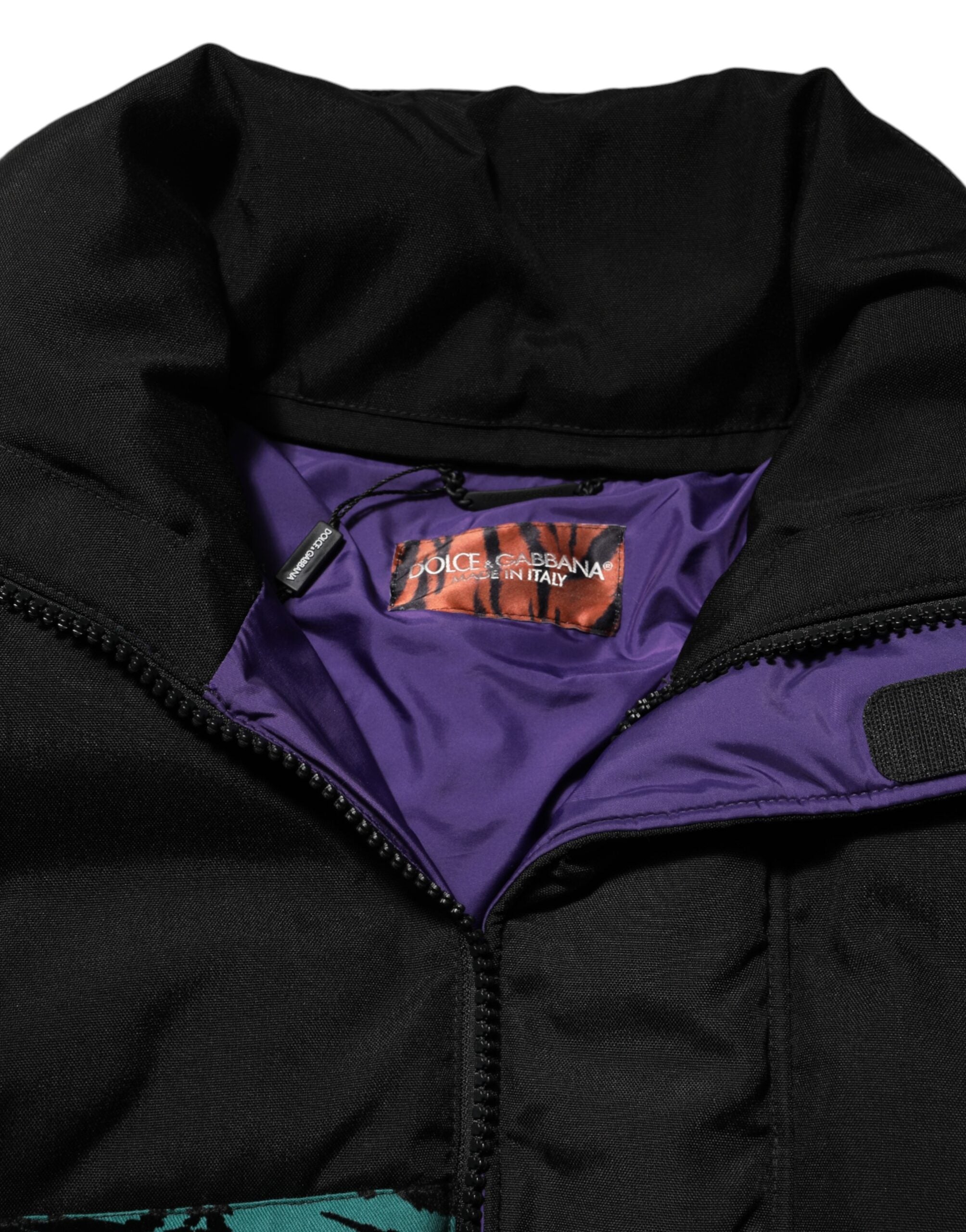 Dolce & Gabbana Schwarze Nylon Puffer Männer Full Zip Jacke-7