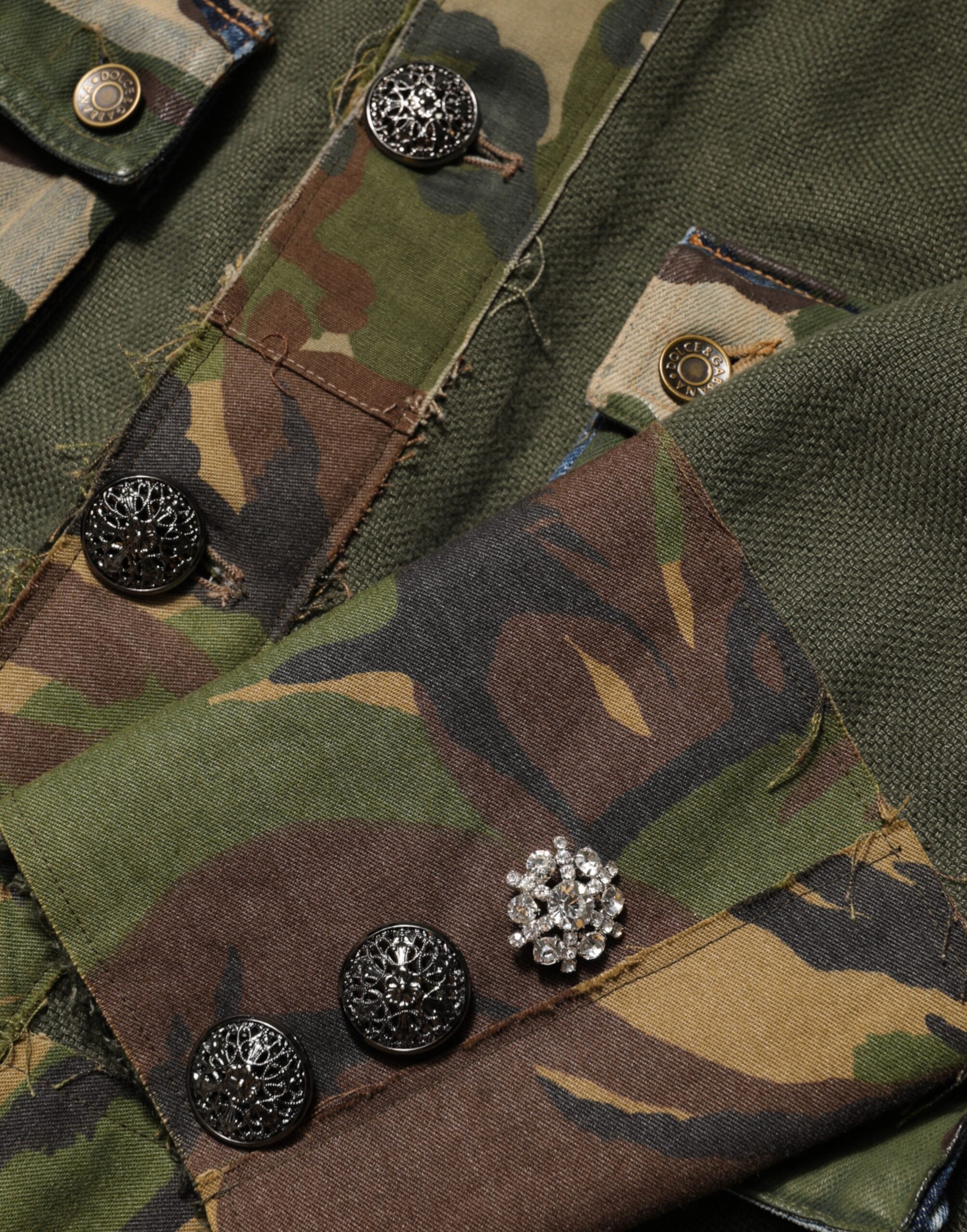 Dolce & Gabbana brown camouflage linen jacket with button placket-8