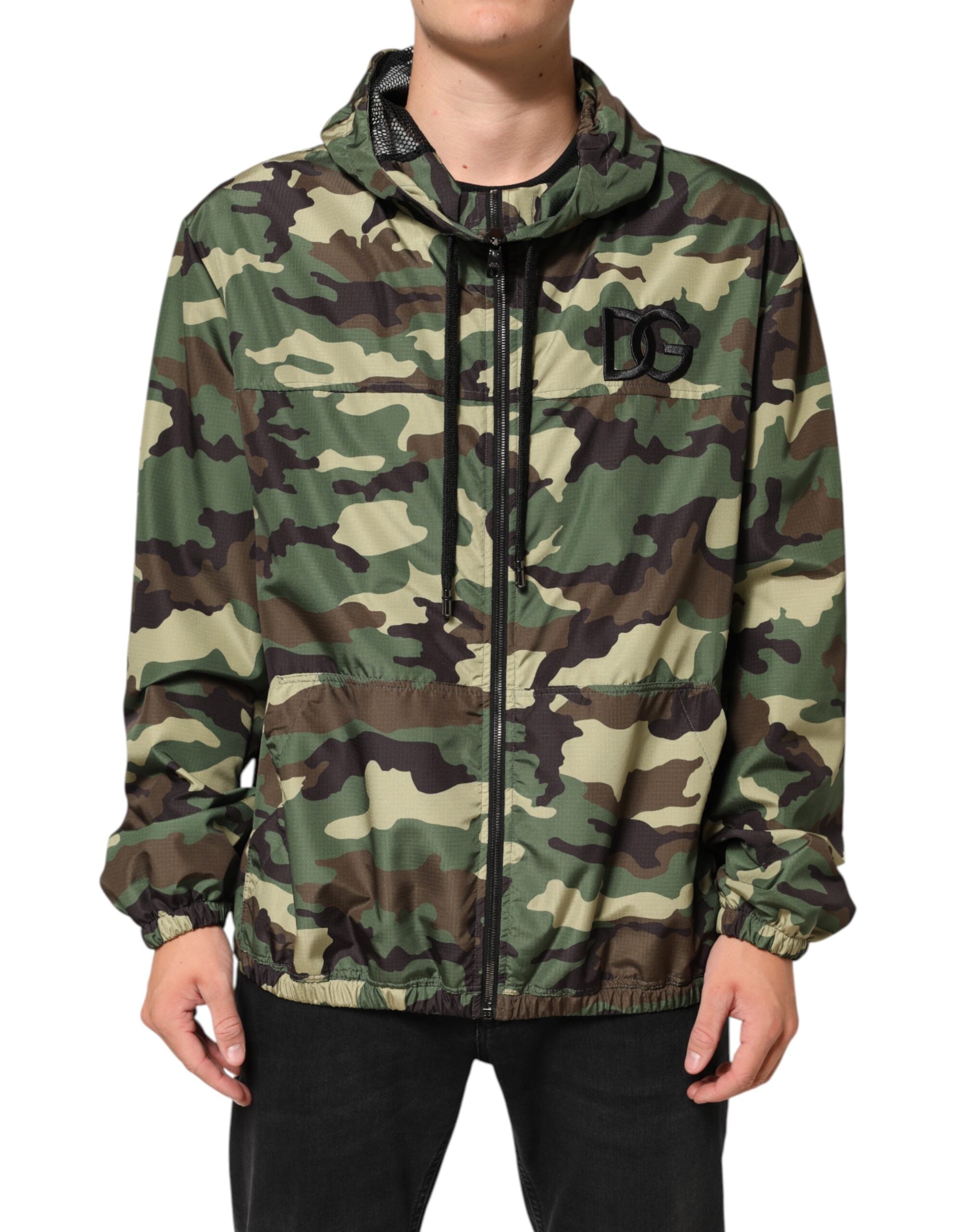 Dolce & Gabbana Green Camouflage Sweatshirt Jacket with Hood-2