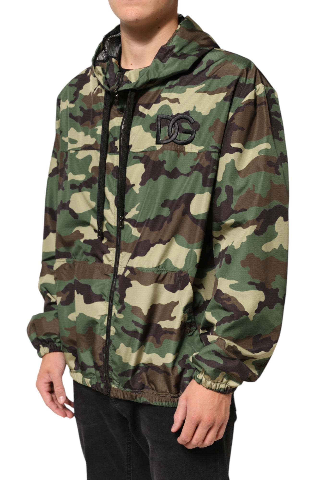 Dolce & Gabbana Green Camouflage Sweatshirt Jacket with Hood-3